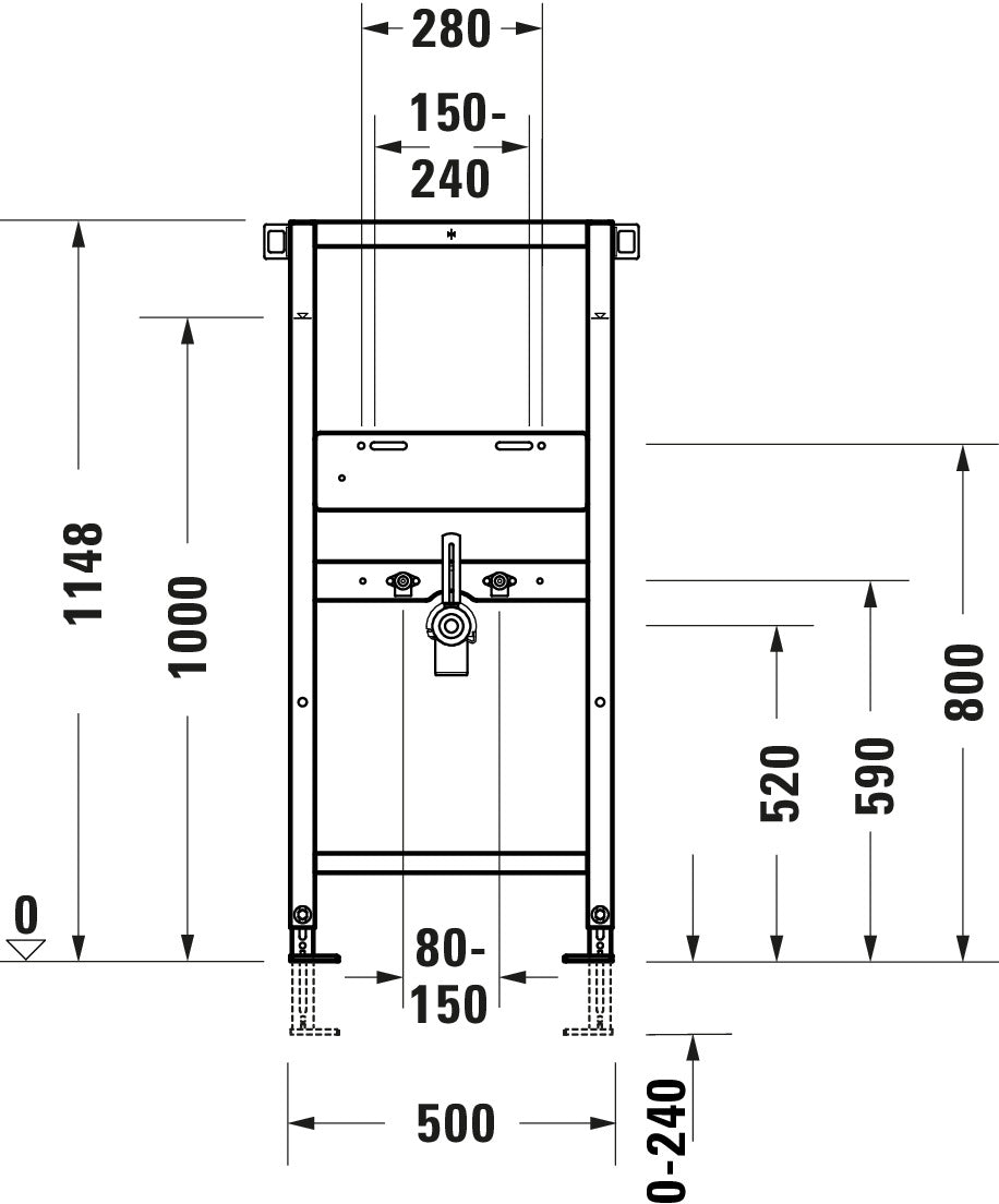 DuraSystem washbasin element, standard, 500x170x1148mm