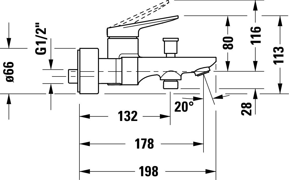 Duravit Wave single lever surface-mounted bath mixer 