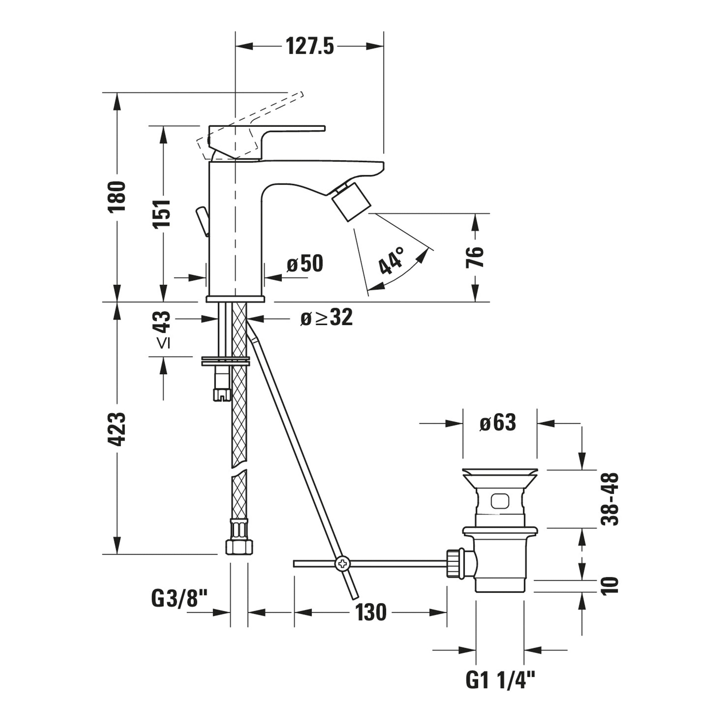 Duravit B.3 bidet mixer, chrome