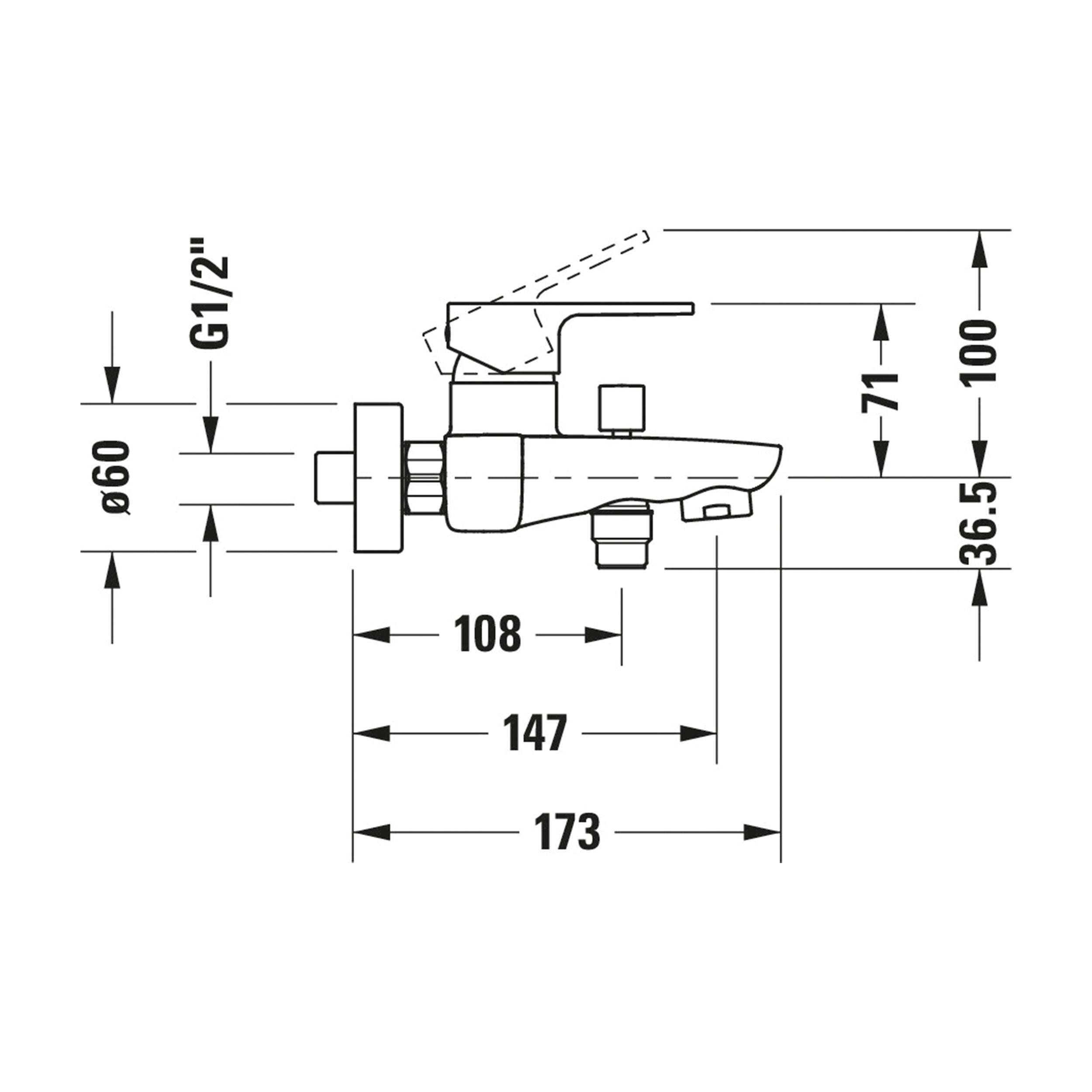 Duravit B.3 bath mixer, surface-mounted, 2 consumers, chrome