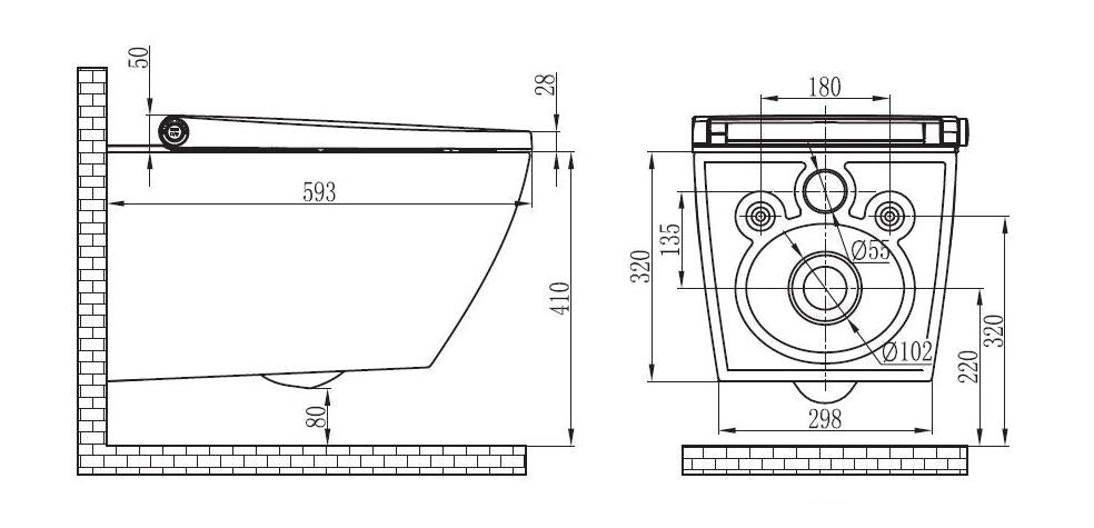 Shower toilet complete set PRO+1104 with Geberit Duofix pre-wall element