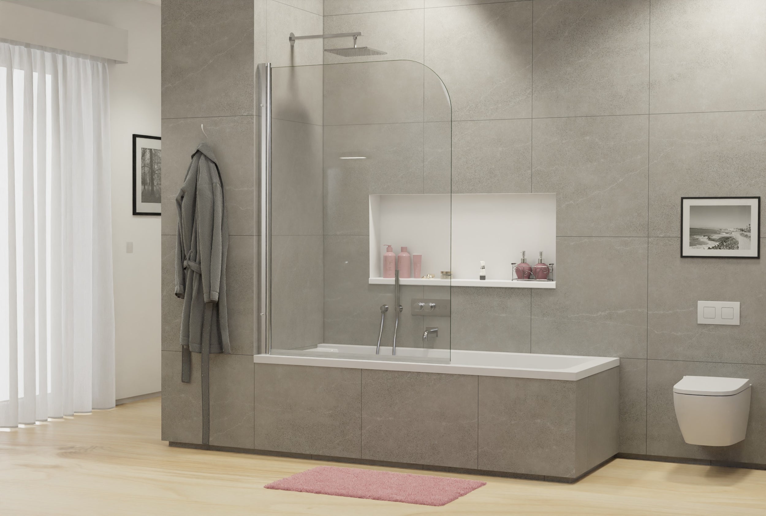 Shower enclosure Nano real glass 6mm NT201 - profile colour & size selectable