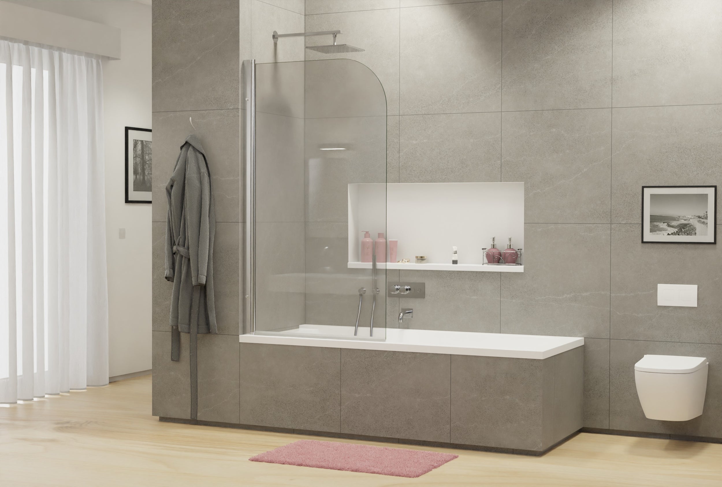 Shower enclosure Nano real glass 6mm NT201 - profile colour & size selectable