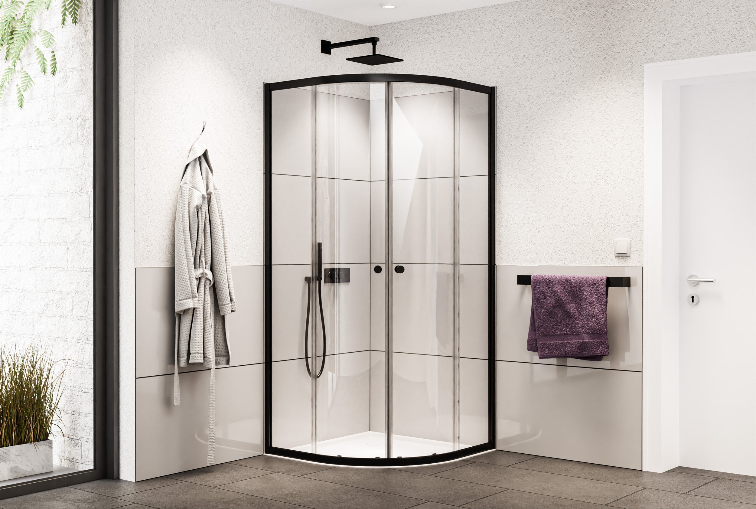 Round shower NT509 with sliding doors