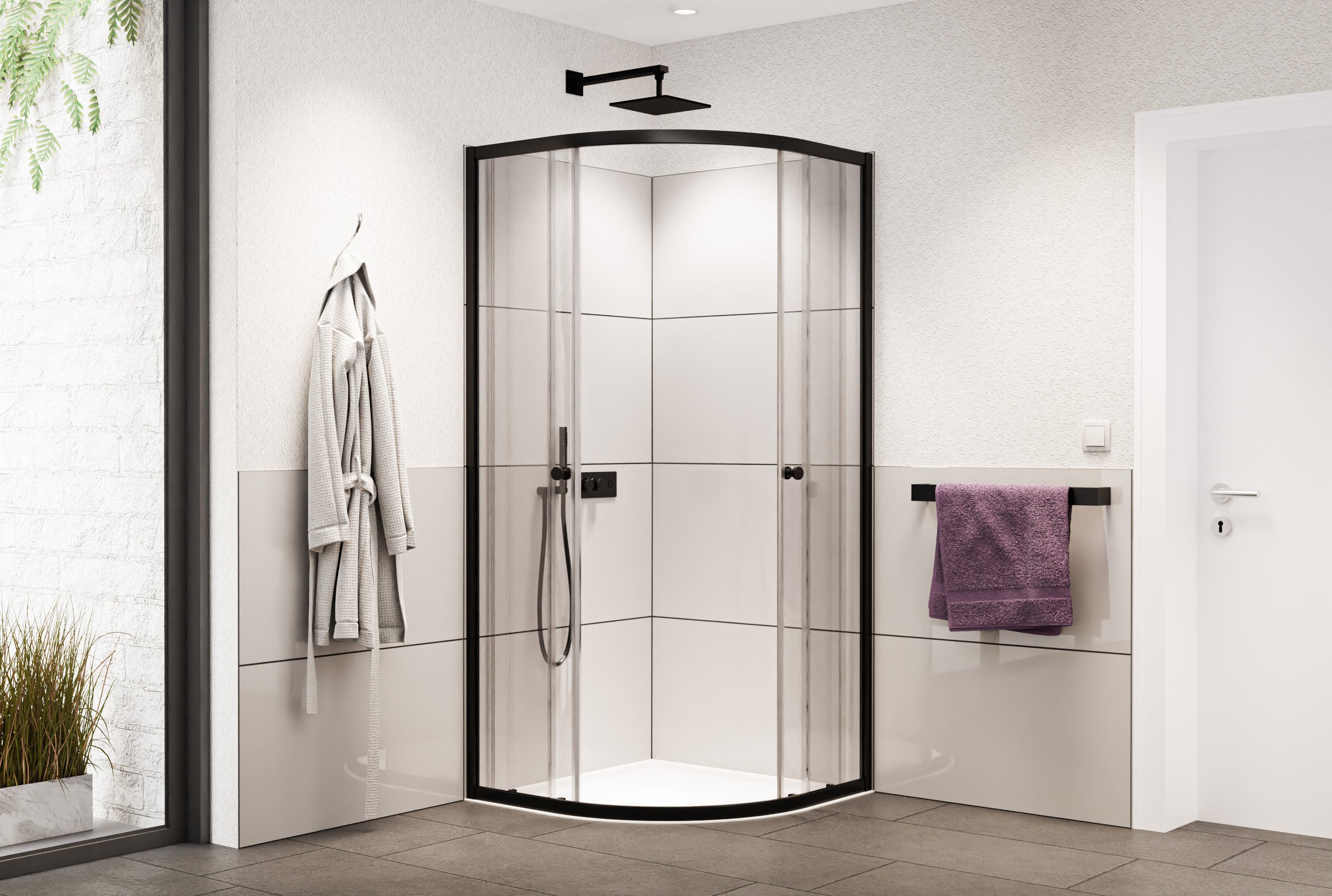 Round shower NT509 with sliding doors