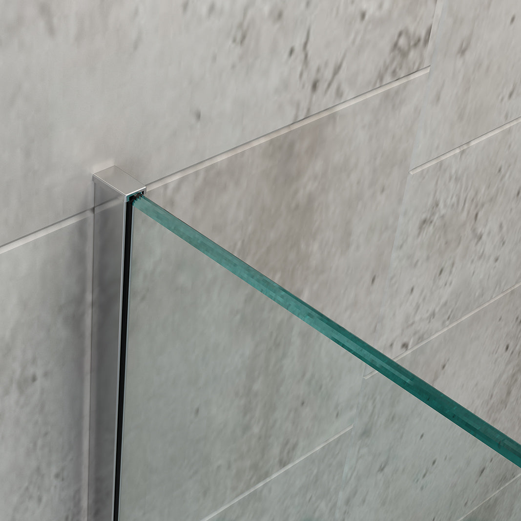 Nano coated Walk-in shower enclosure EX101  - 10mm tempered glass with Wave pattern - selectable width