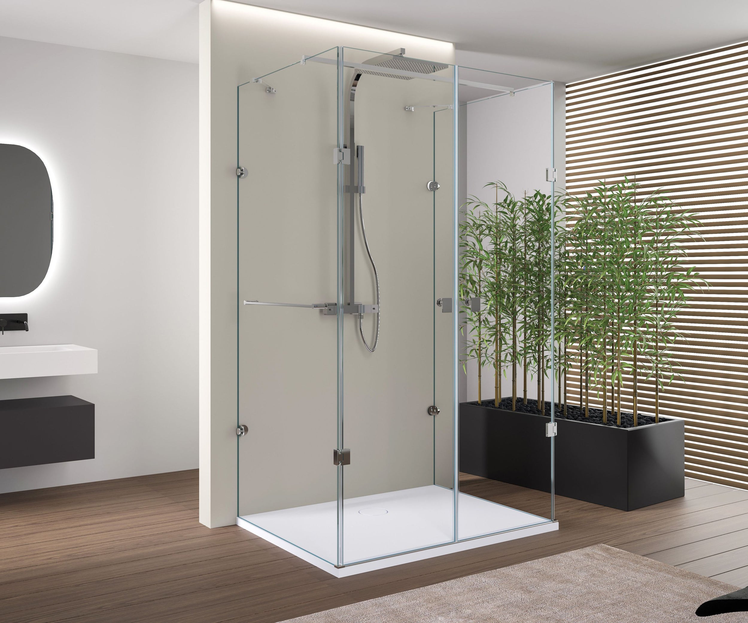 Shower enclosure U-shape EX412 - safety NANO glass - 120 x 80 x 195cm 