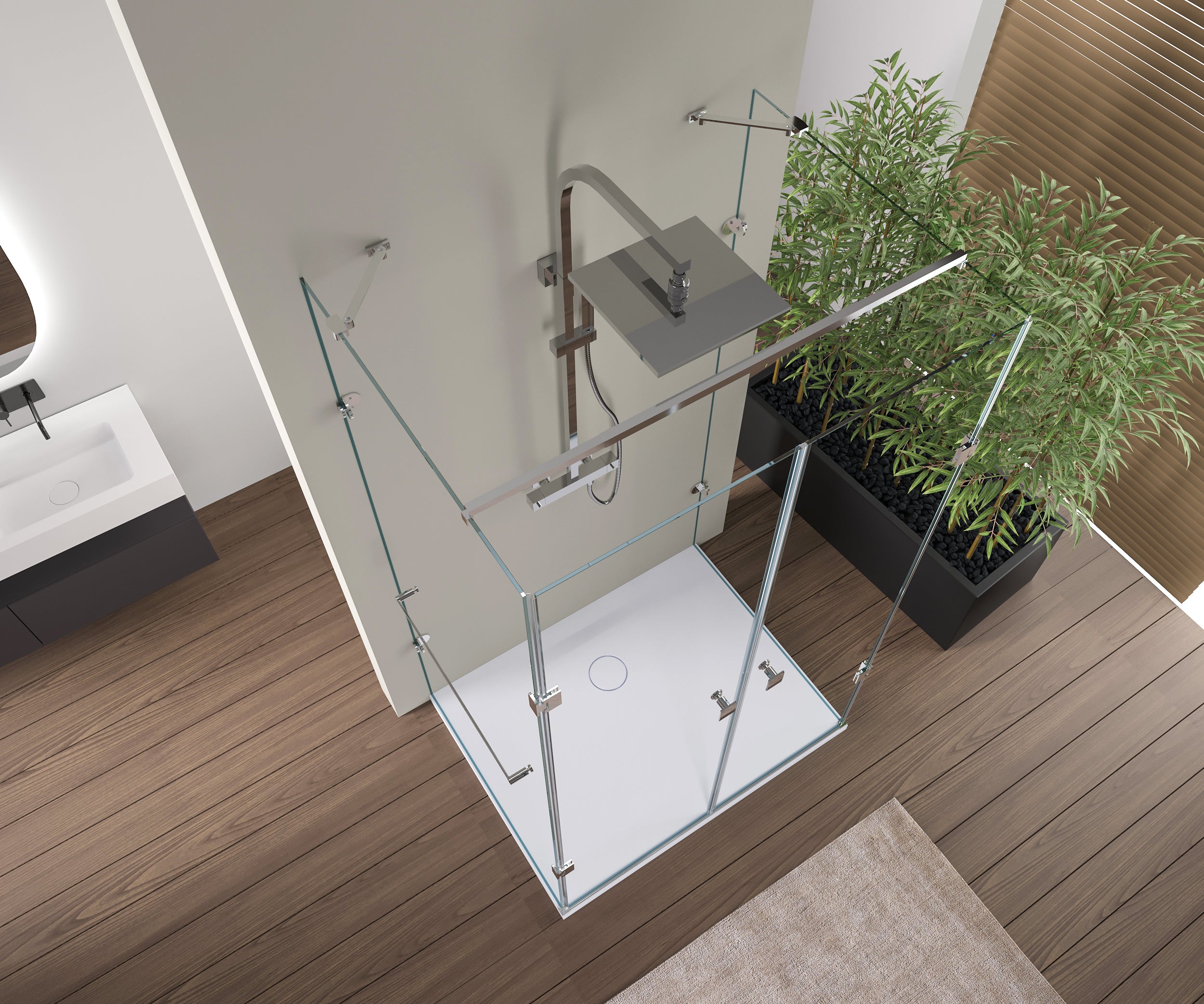 Shower enclosure U-shape EX412 with hinged doors
