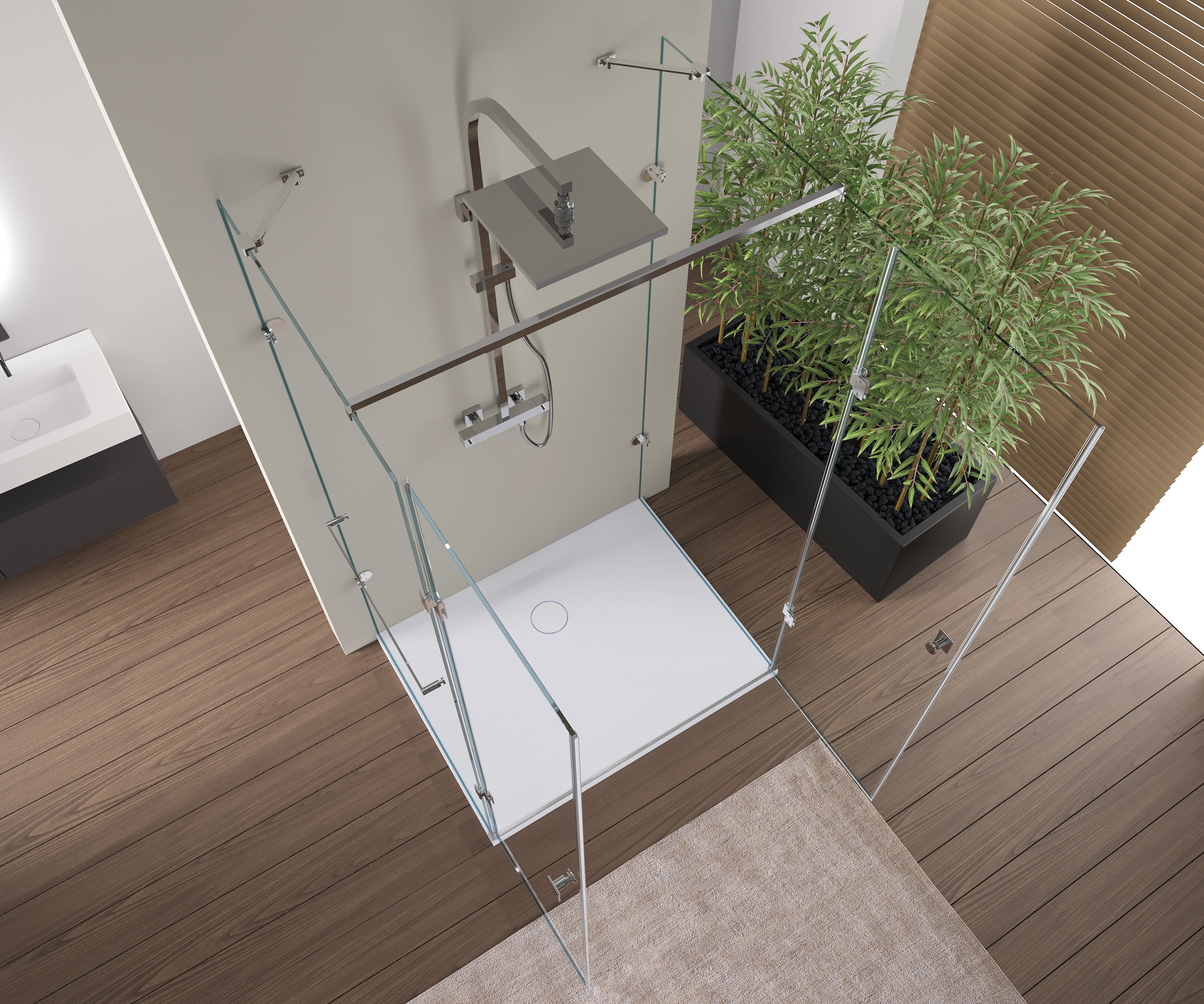 Shower enclosure U-shape EX412 with hinged doors