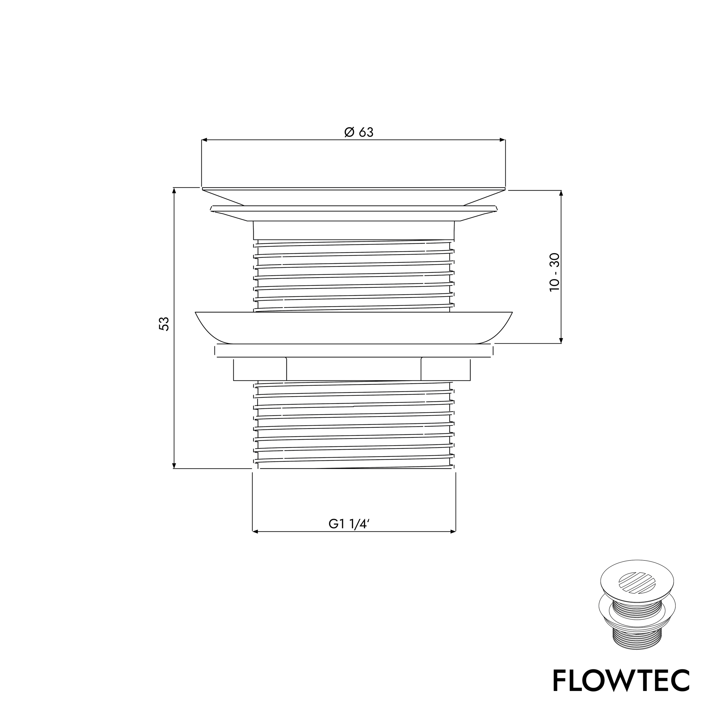 Drain valve FLOWTEC with strainer