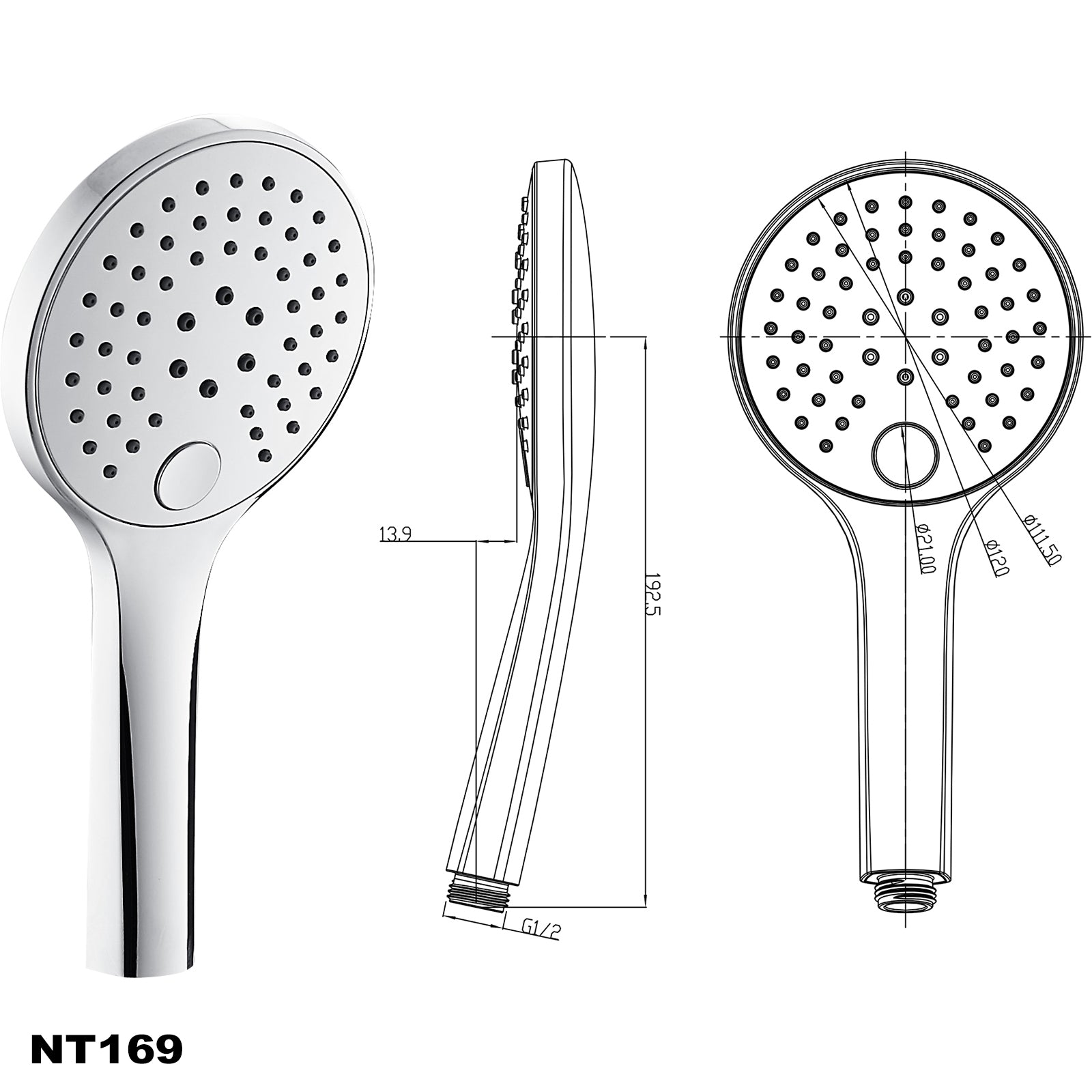 Shower set shower rail NT127B with integrated wall connection elbow