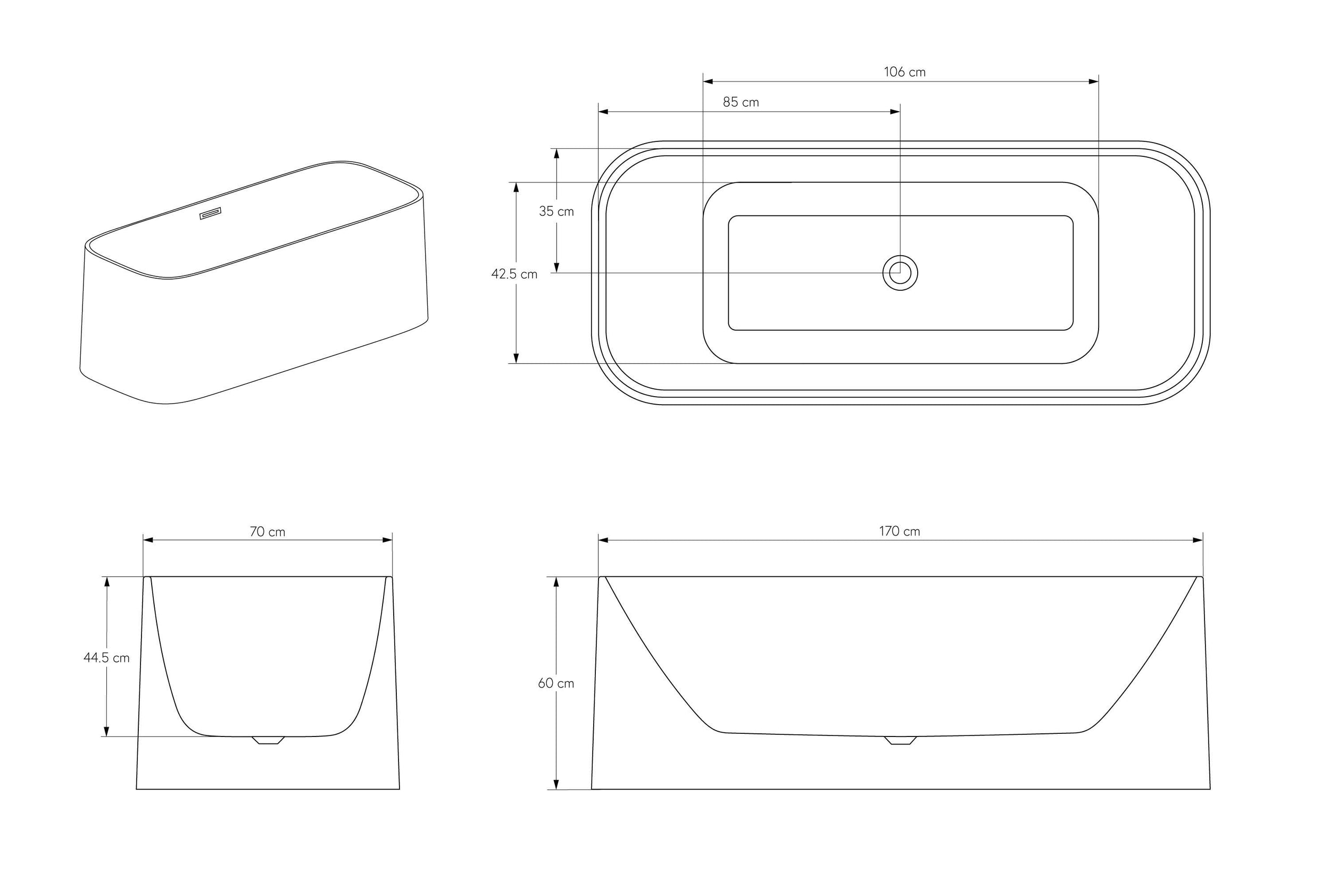 Freestanding bathtub RIVA 2.0