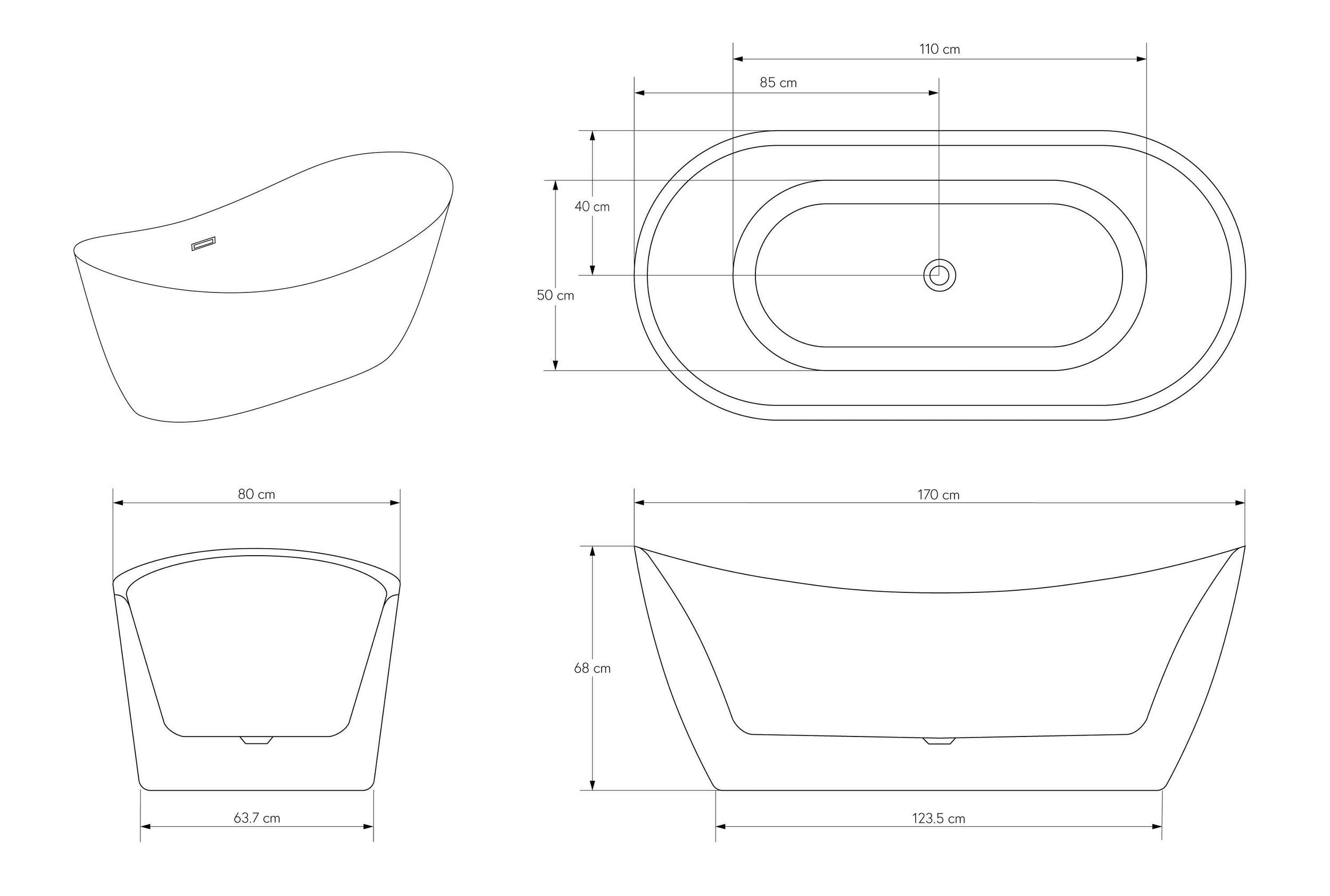 Freestanding bathtub SIENA 2.0 Acrylic