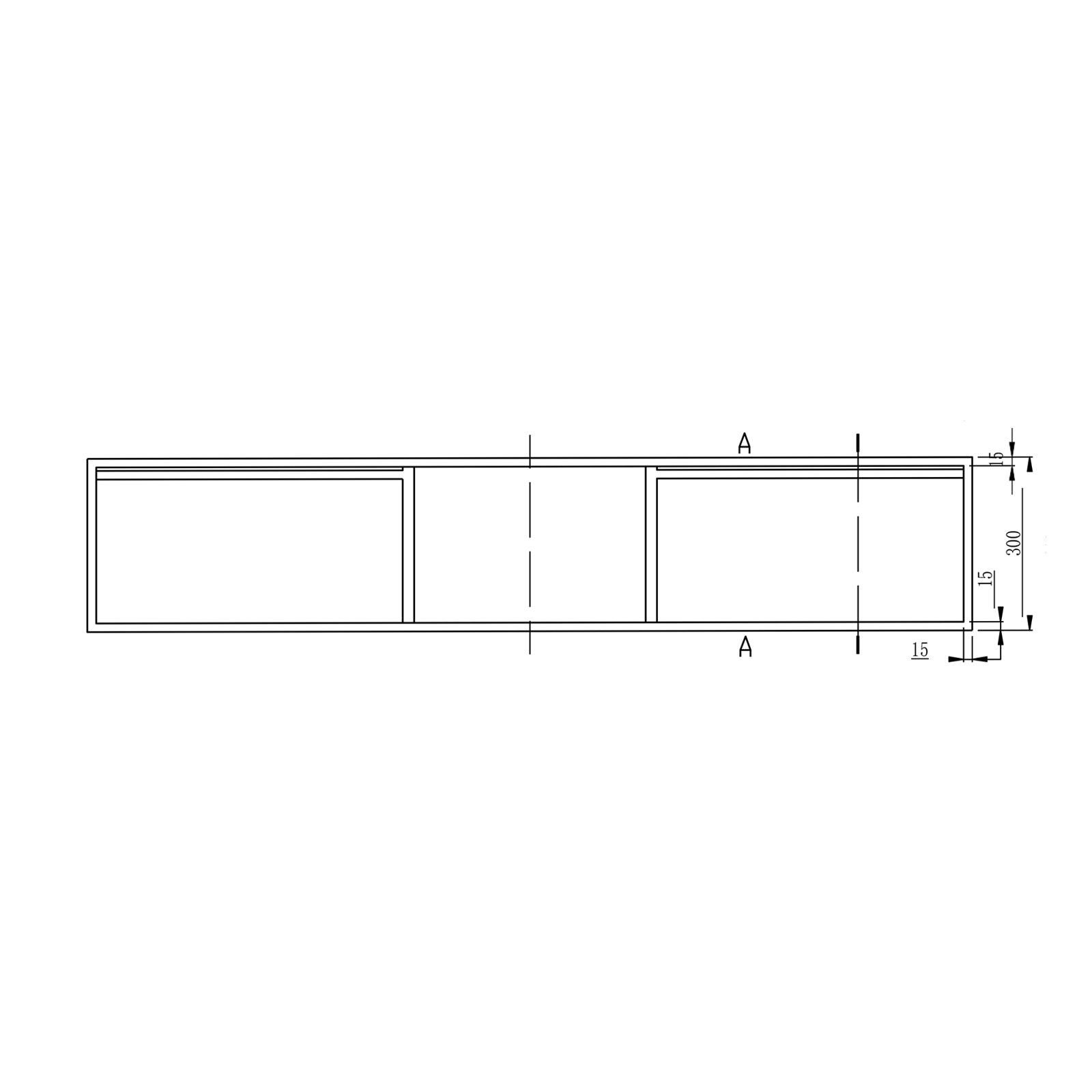 Wall-Mounted Metal Console 150S - Matt Black - suitable for Bernstein double washbasin TWG16