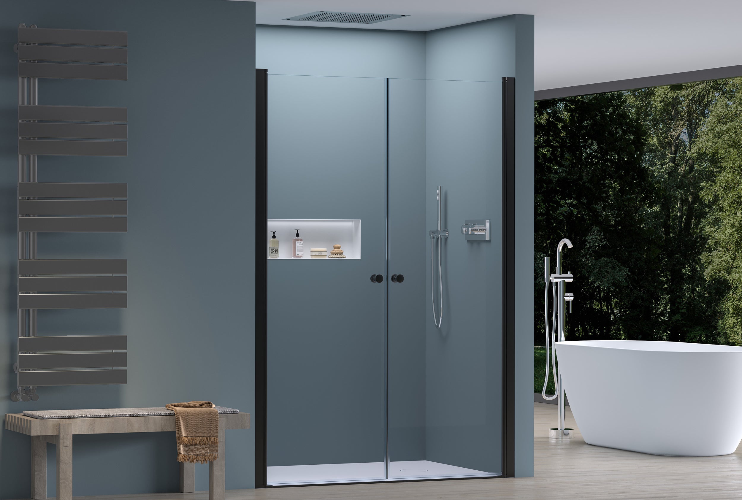 Niche shower with double swing doors NT218