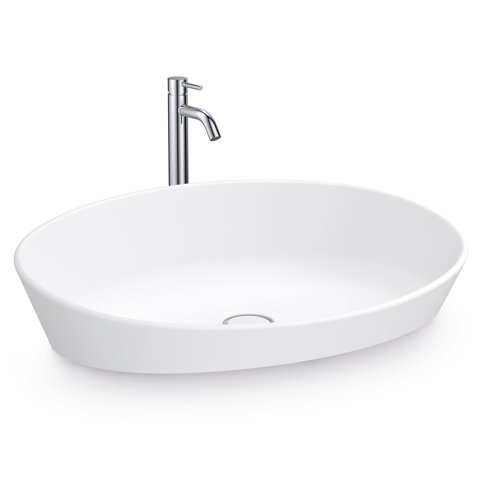 Matt White Countertop Basin - NT2660 - Solid Surface - 60 x 40 x 12,5 cm 