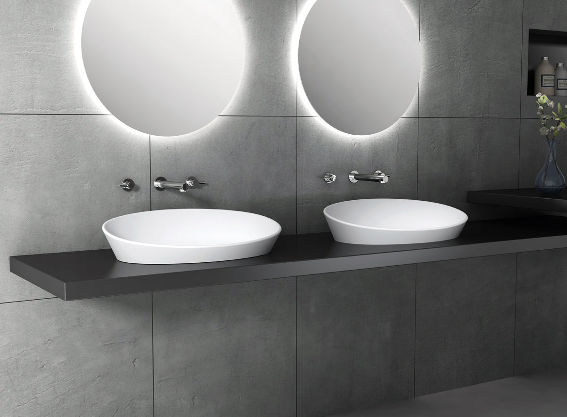 Matt White Countertop Basin - NT2660 - Solid Surface - 60 x 40 x 12,5 cm 