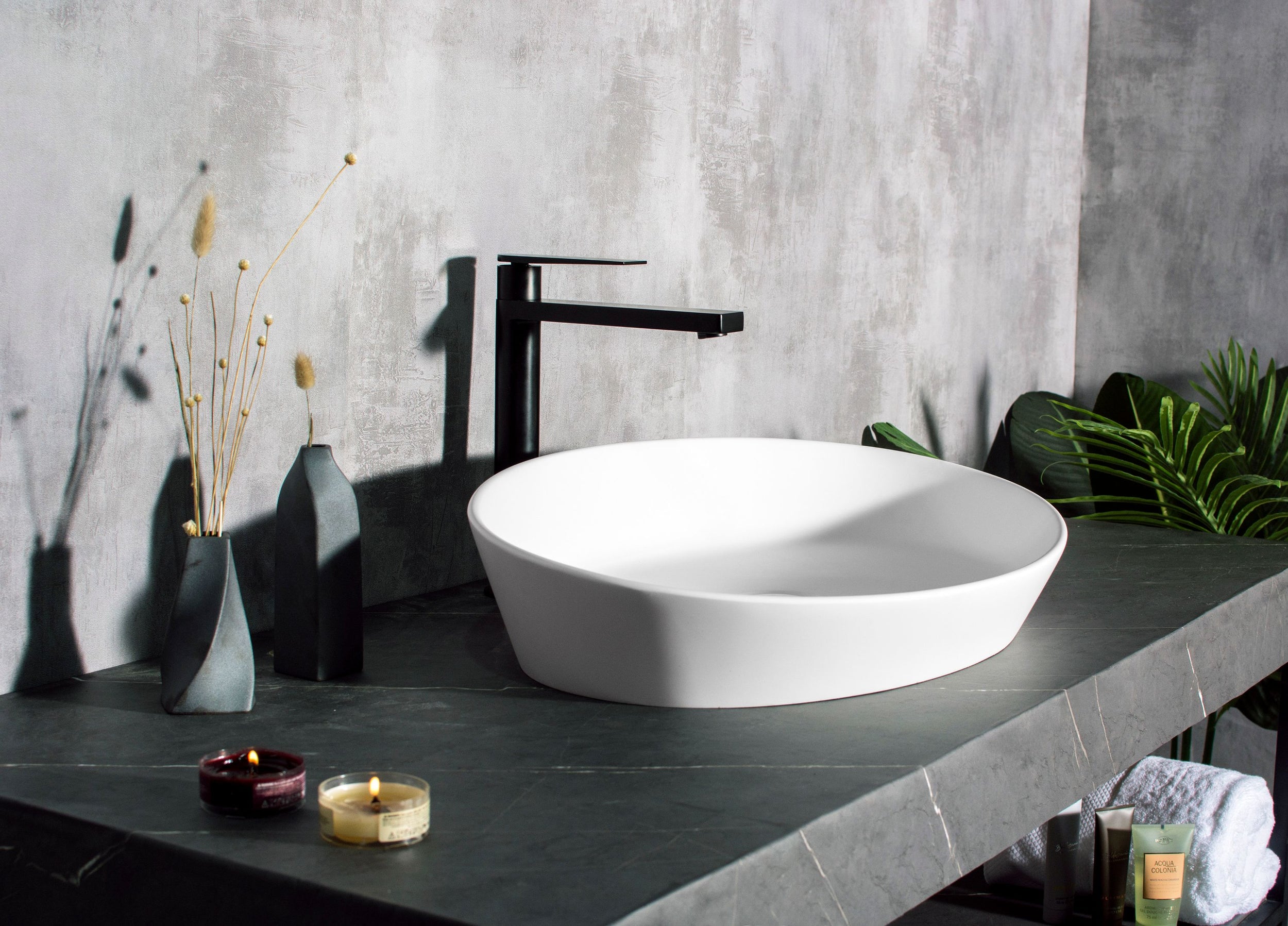 Matt White Countertop Basin - NT2660 - Solid Surface - 60 x 40 x 12,5 cm 