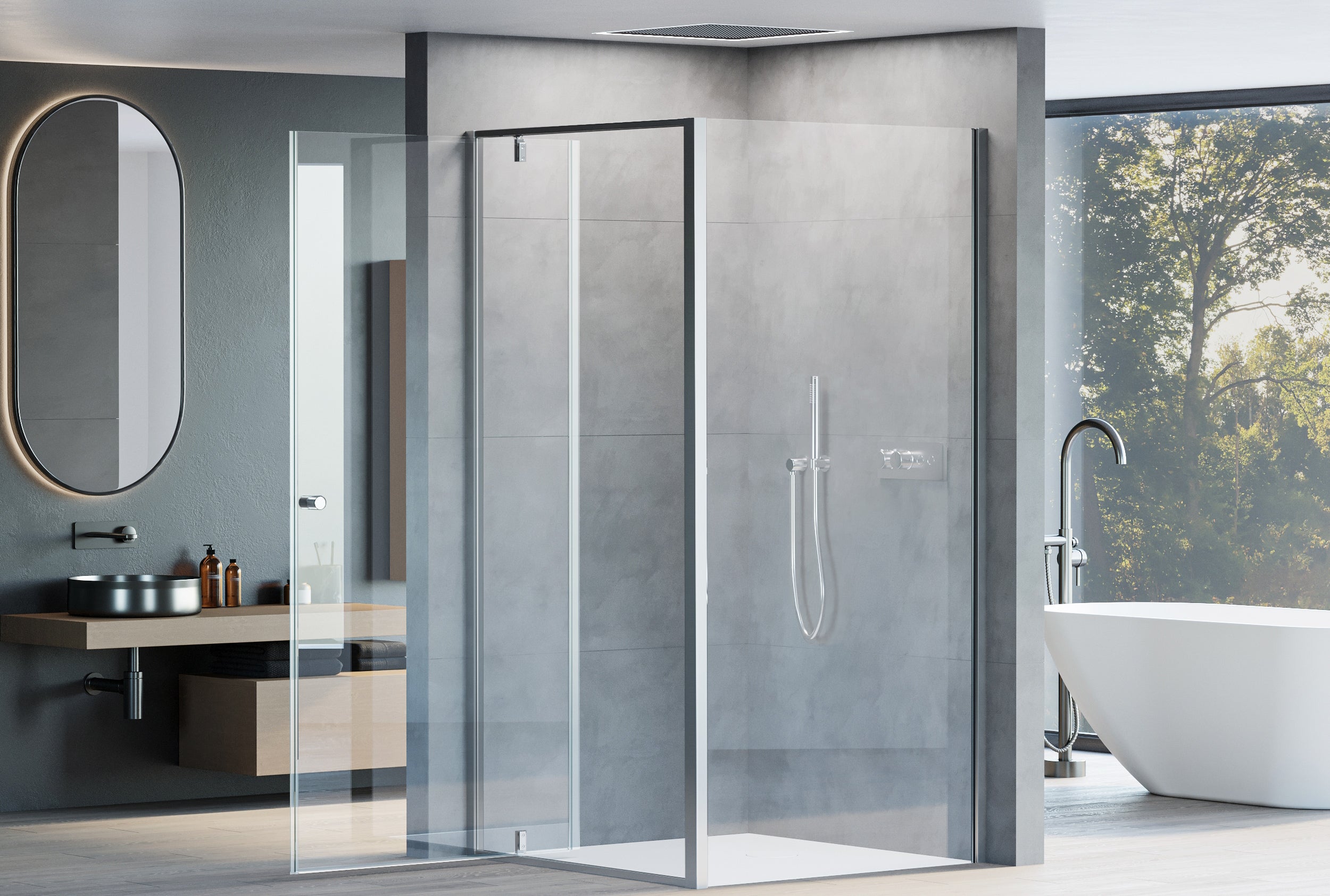 Corner shower with hinged door NT604 - FLEX