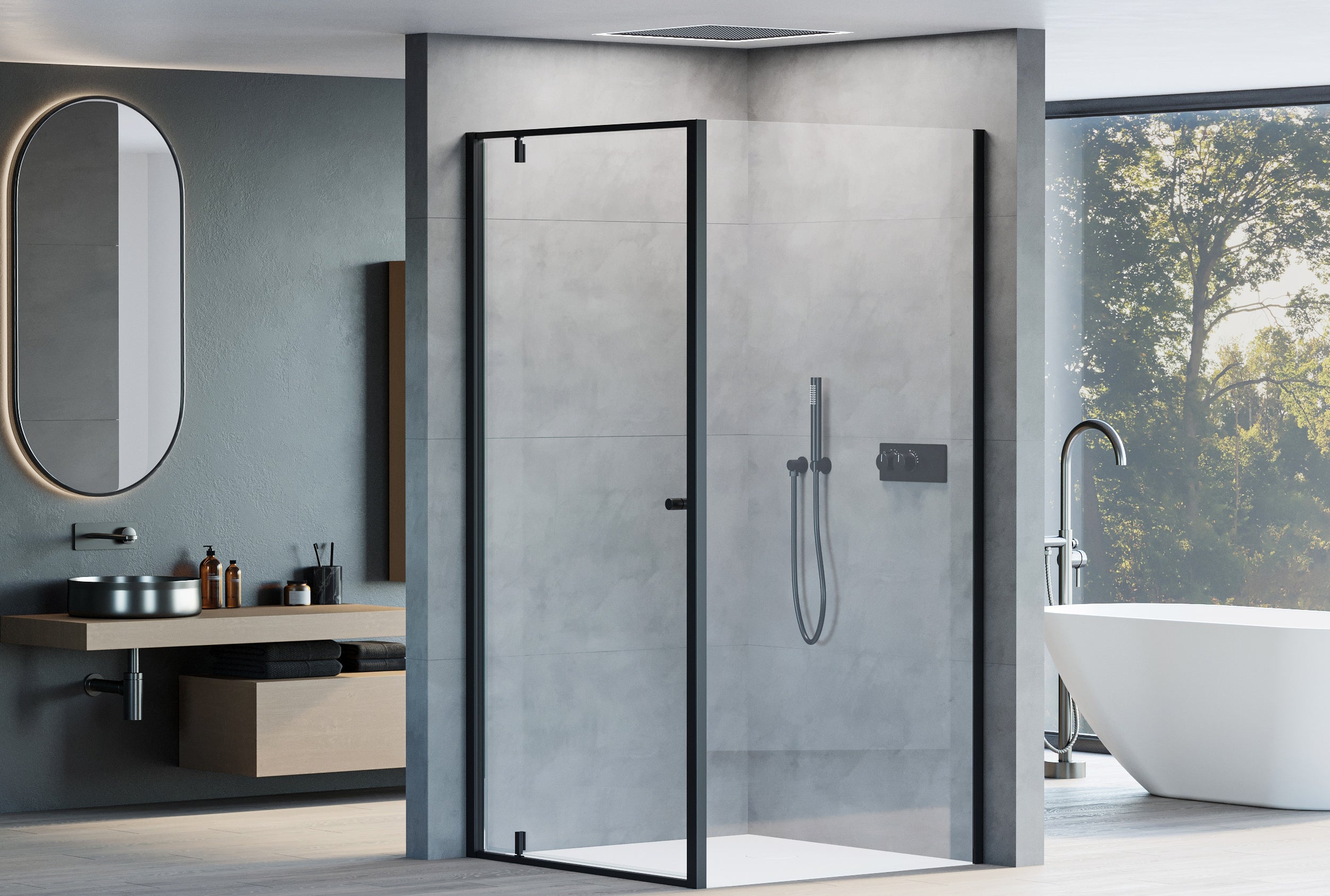 Corner shower with hinged door NT604 - FLEX