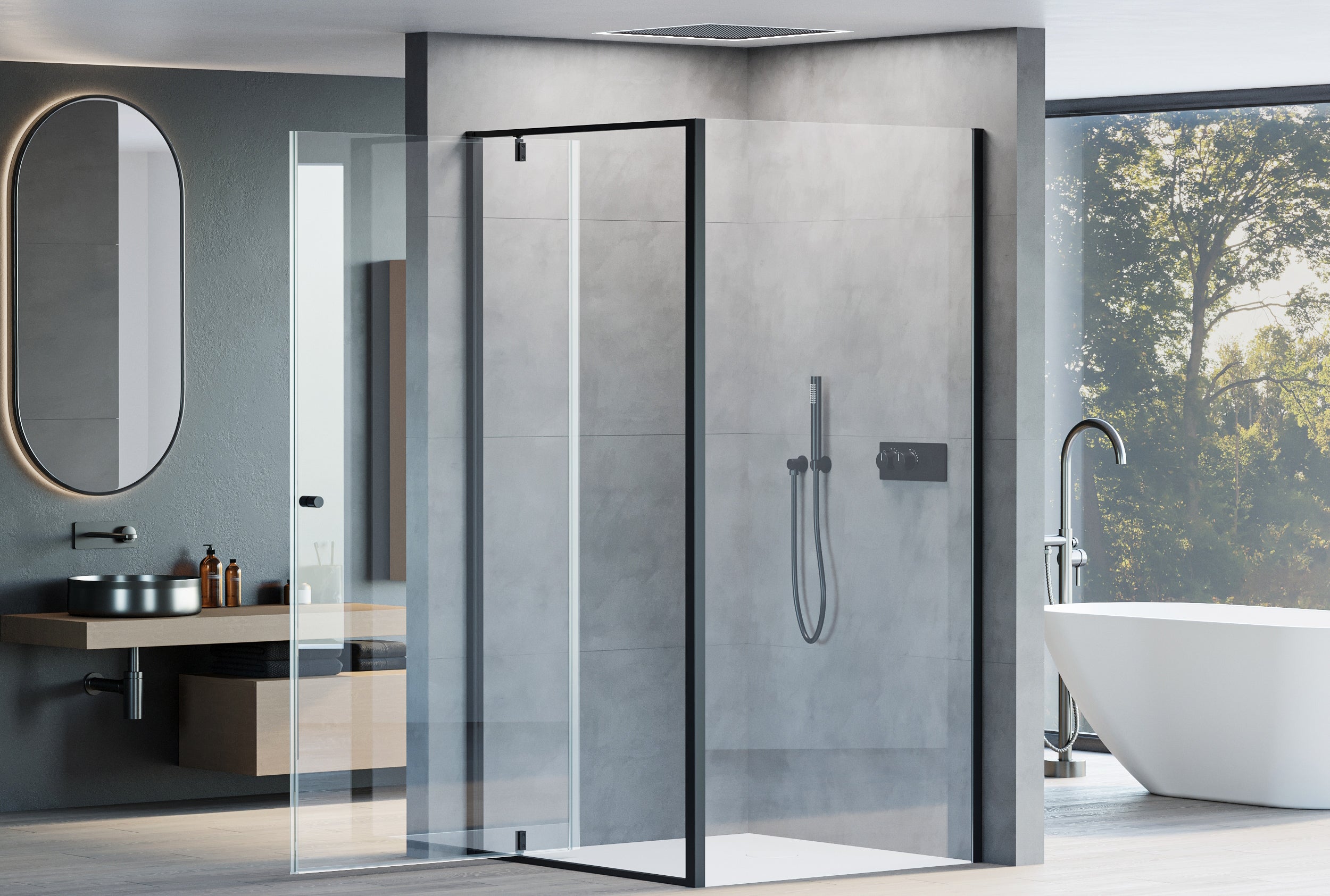 Corner shower with hinged door NT604 - FLEX