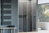 Niche shower with hinged door - two fixed panels NT607 - FLEX
