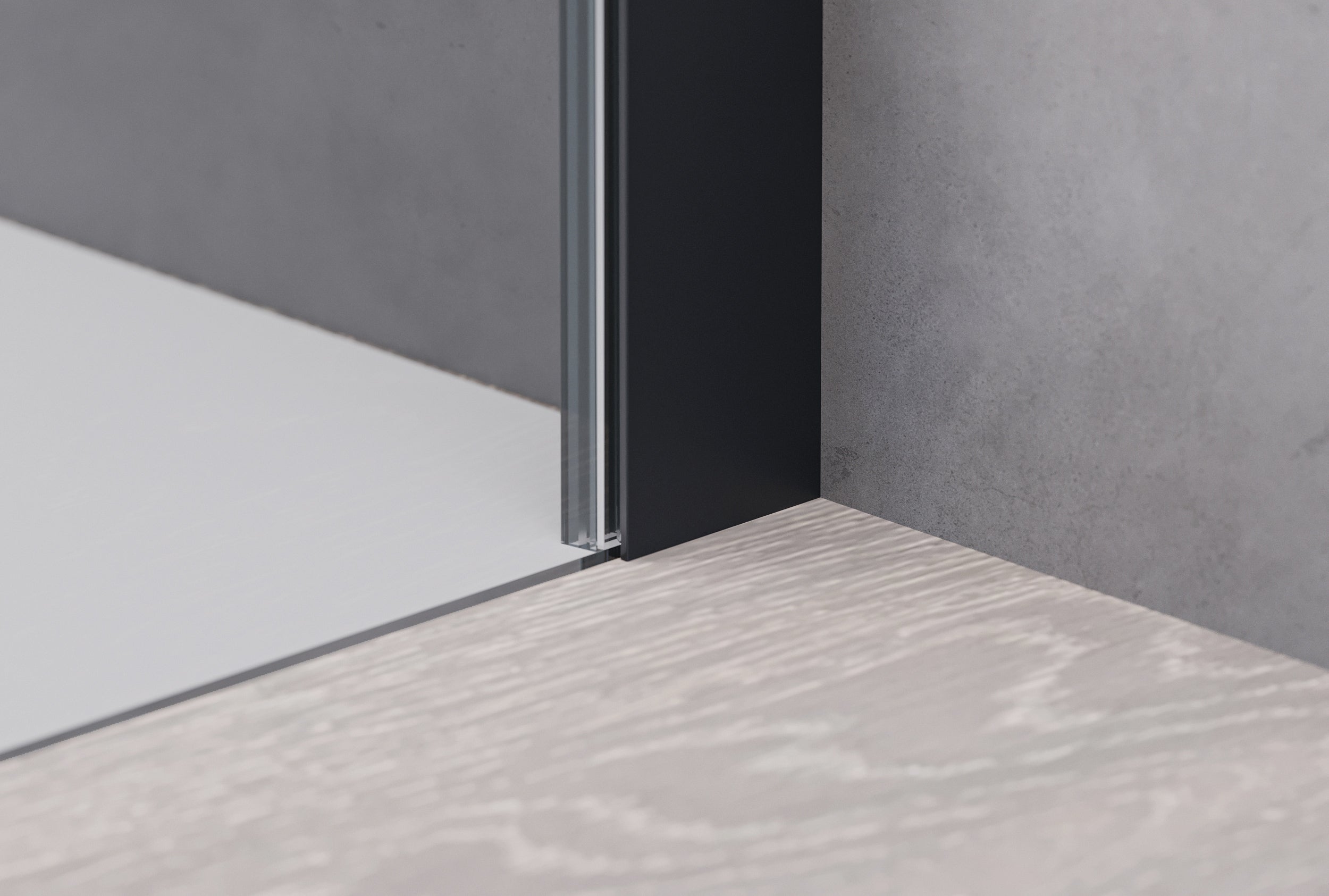 Niche shower with hinged door - two fixed panels NT607 - FLEX
