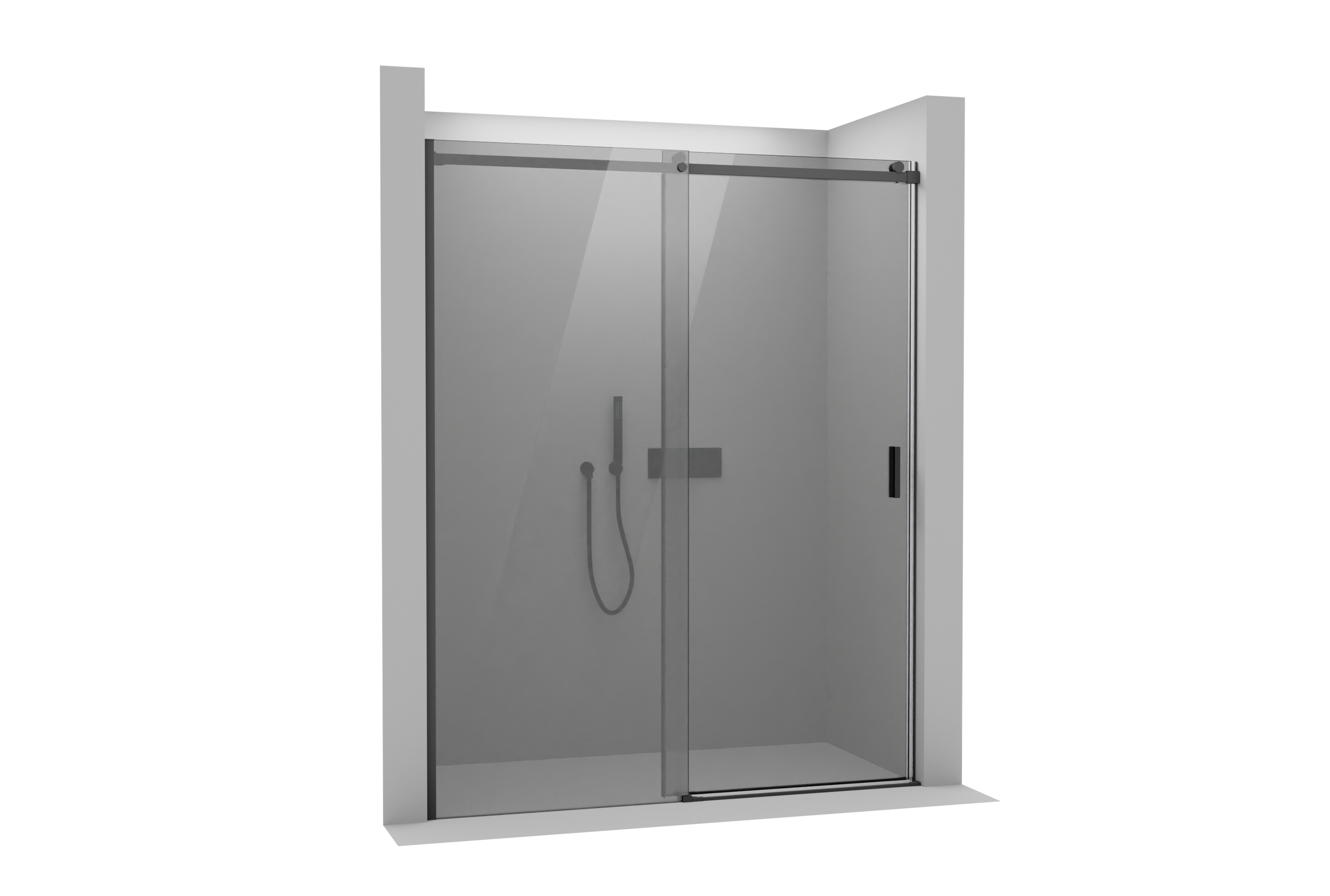 Niche shower with sliding door NT806 FLEX Black matt - Nano Grey glass - glass thickness selectable