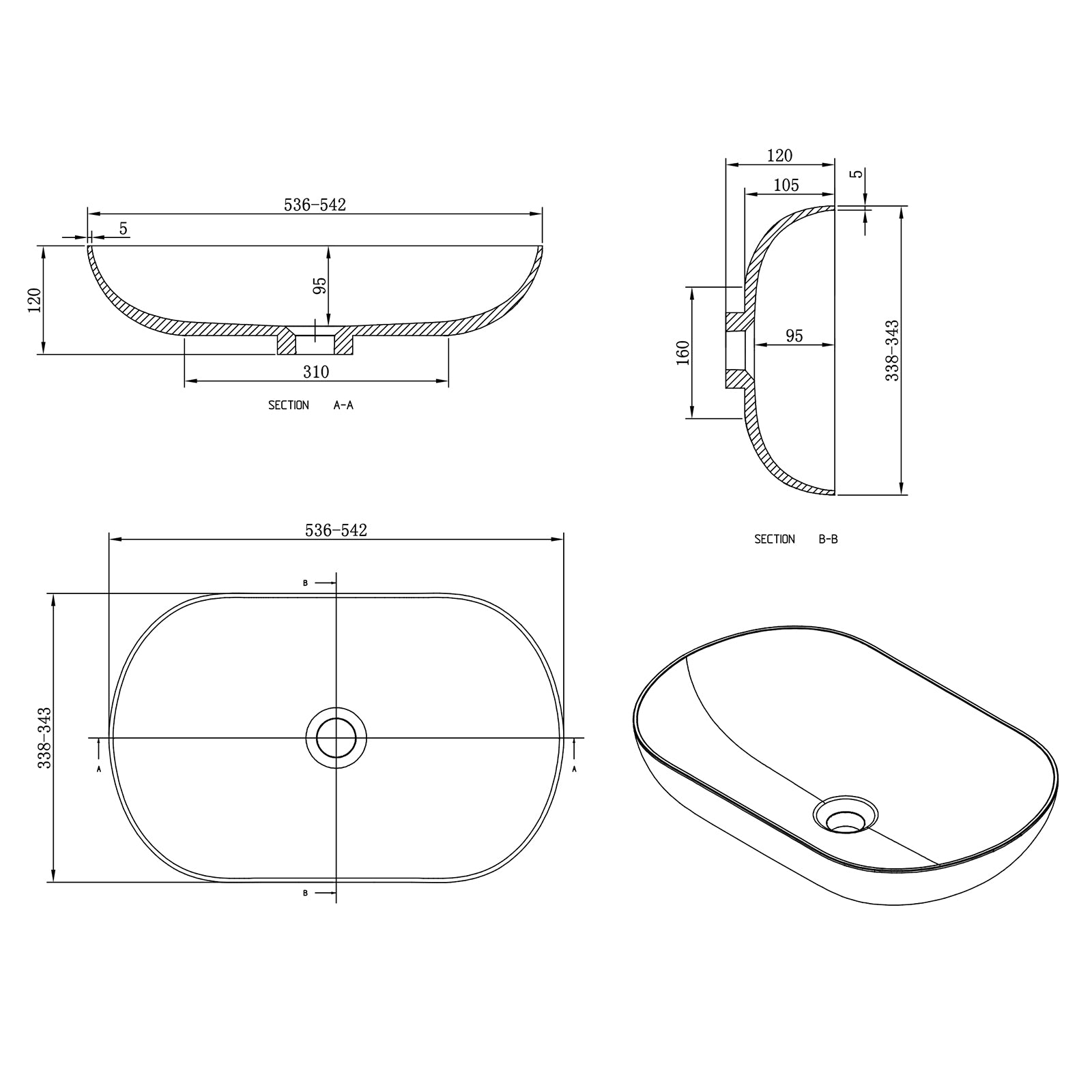 Countertop washbasin O-540