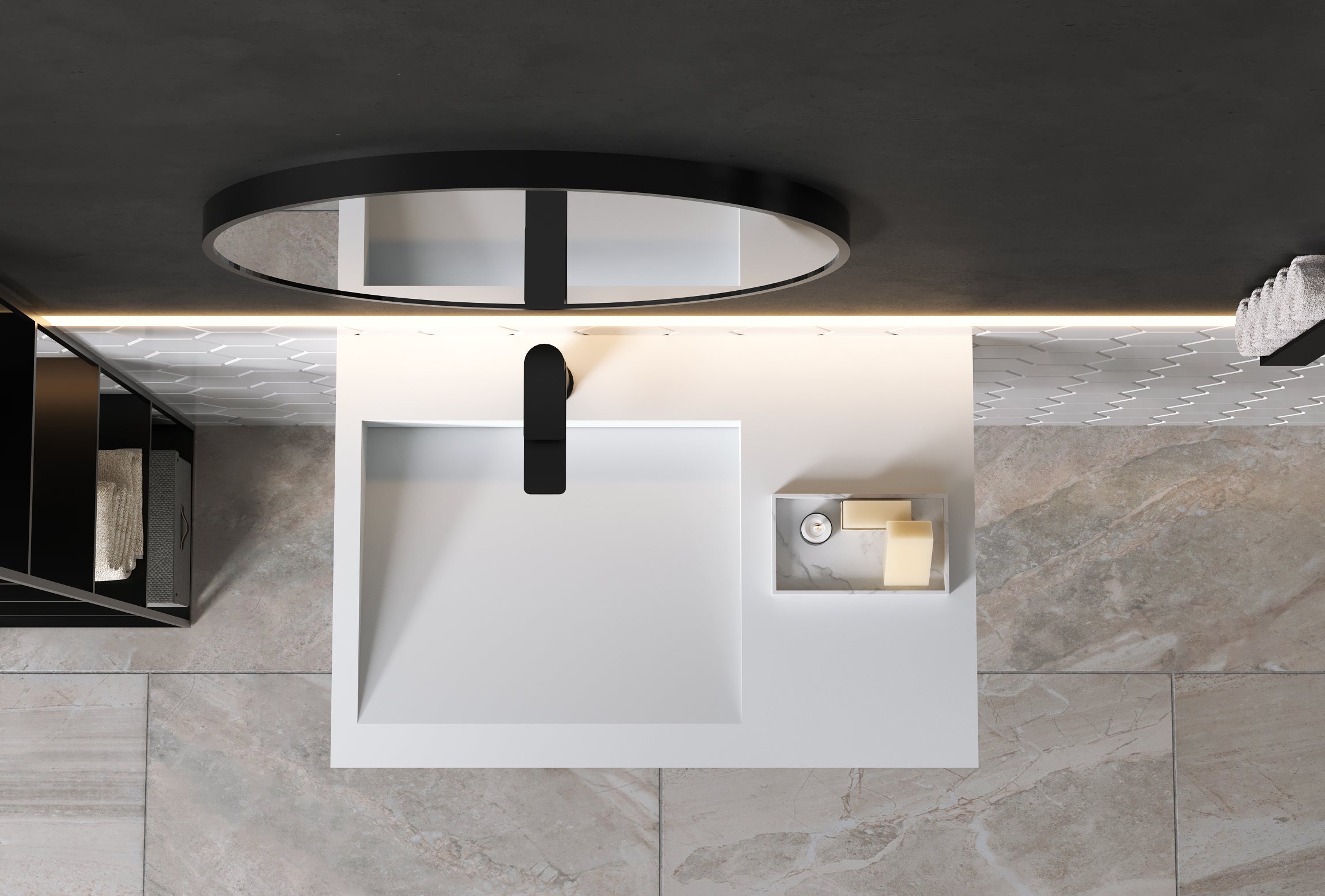 PB2014 wall-mounted washbasin in mineral cast