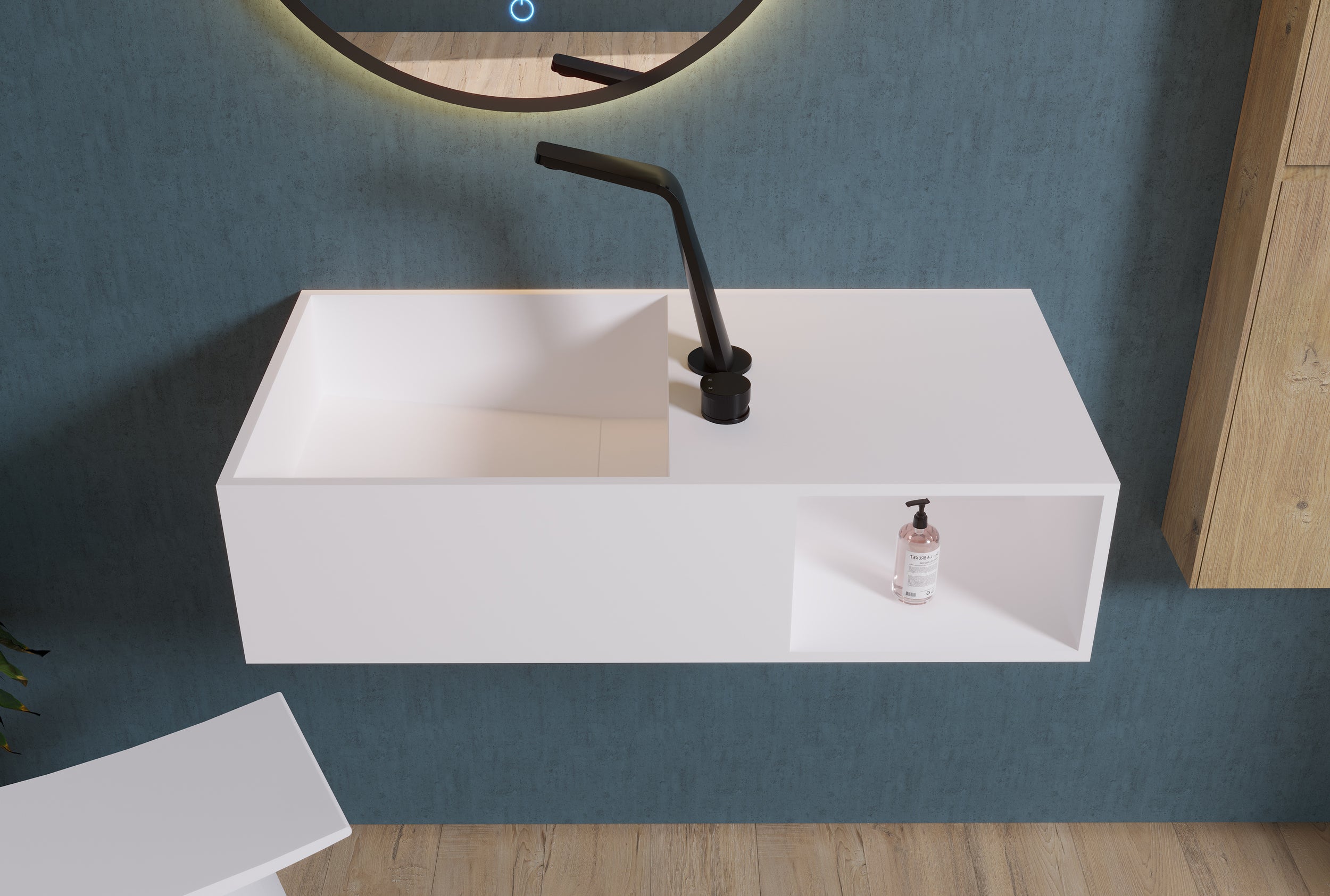 Wall-mounted washbasin PB2037 in mineral cast