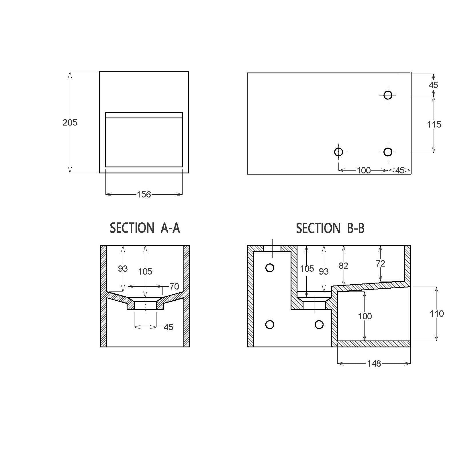 Wall-mounted washbasin PB2046 made of mineral cast - 33 x 18 x 20.5 cm