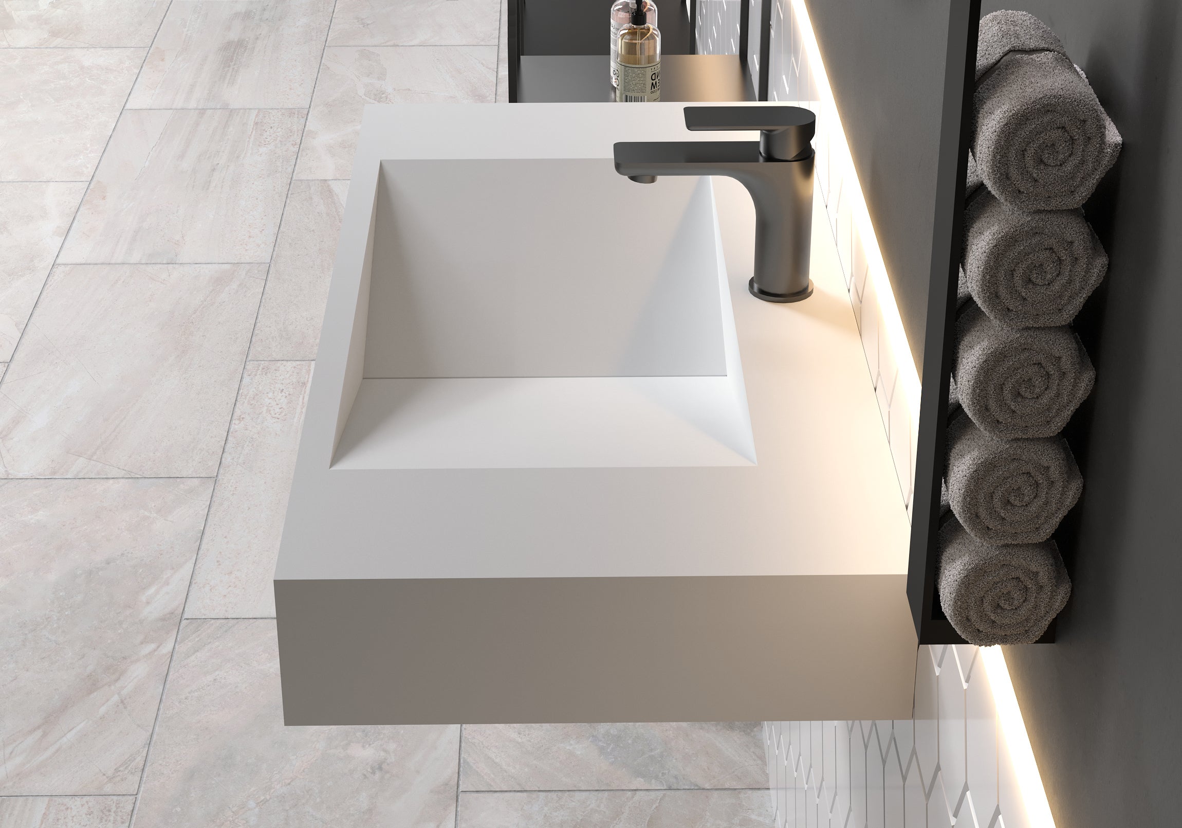 Mineral cast wall-mounted washbasin PB2049