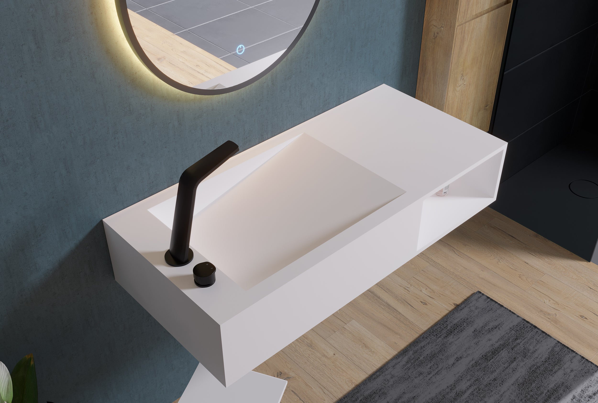 Wall-mounted washbasin PB2088 in mineral cast