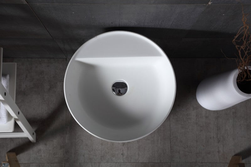 Freestanding Washbasin TWZ65 - 45x45x85 cm - solid stone - white matt