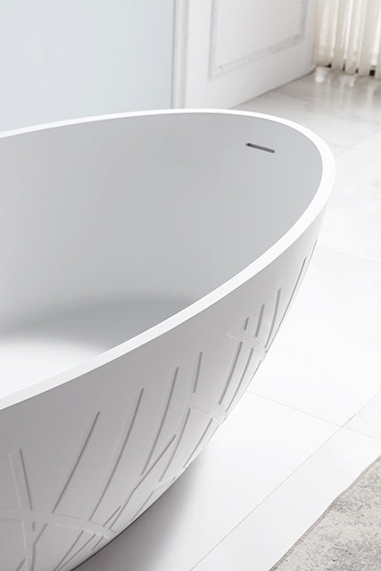 Freestanding Design Bath LEO Matt White Mineral Cast