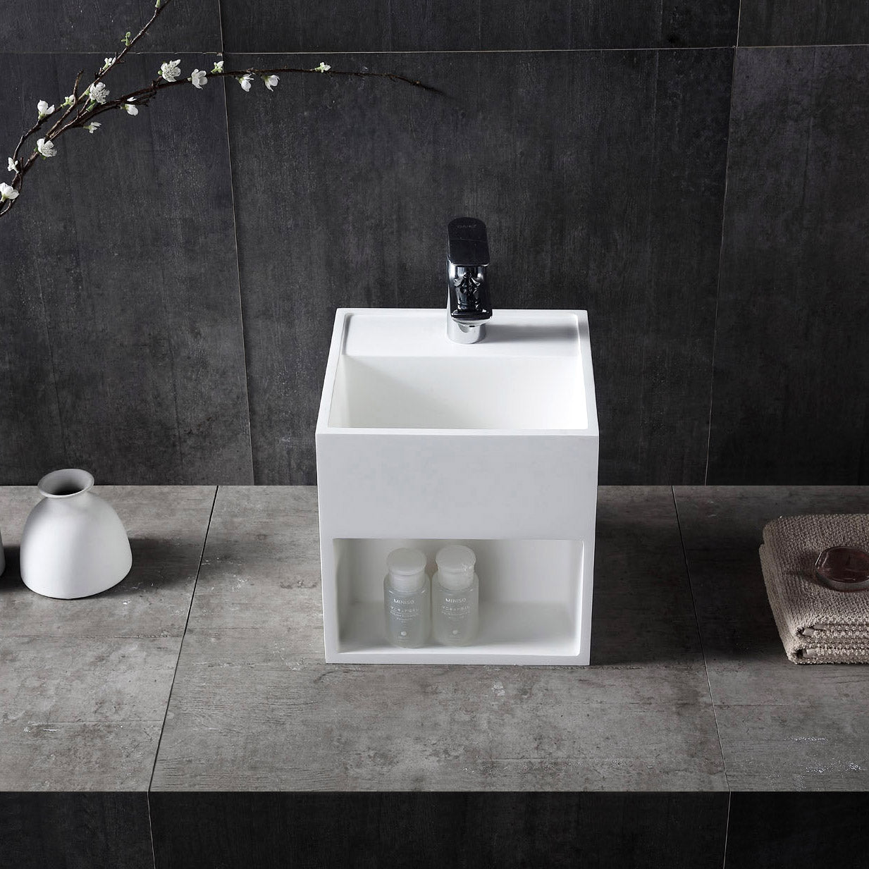 Wall Hung Washbasin with storage space TWG31