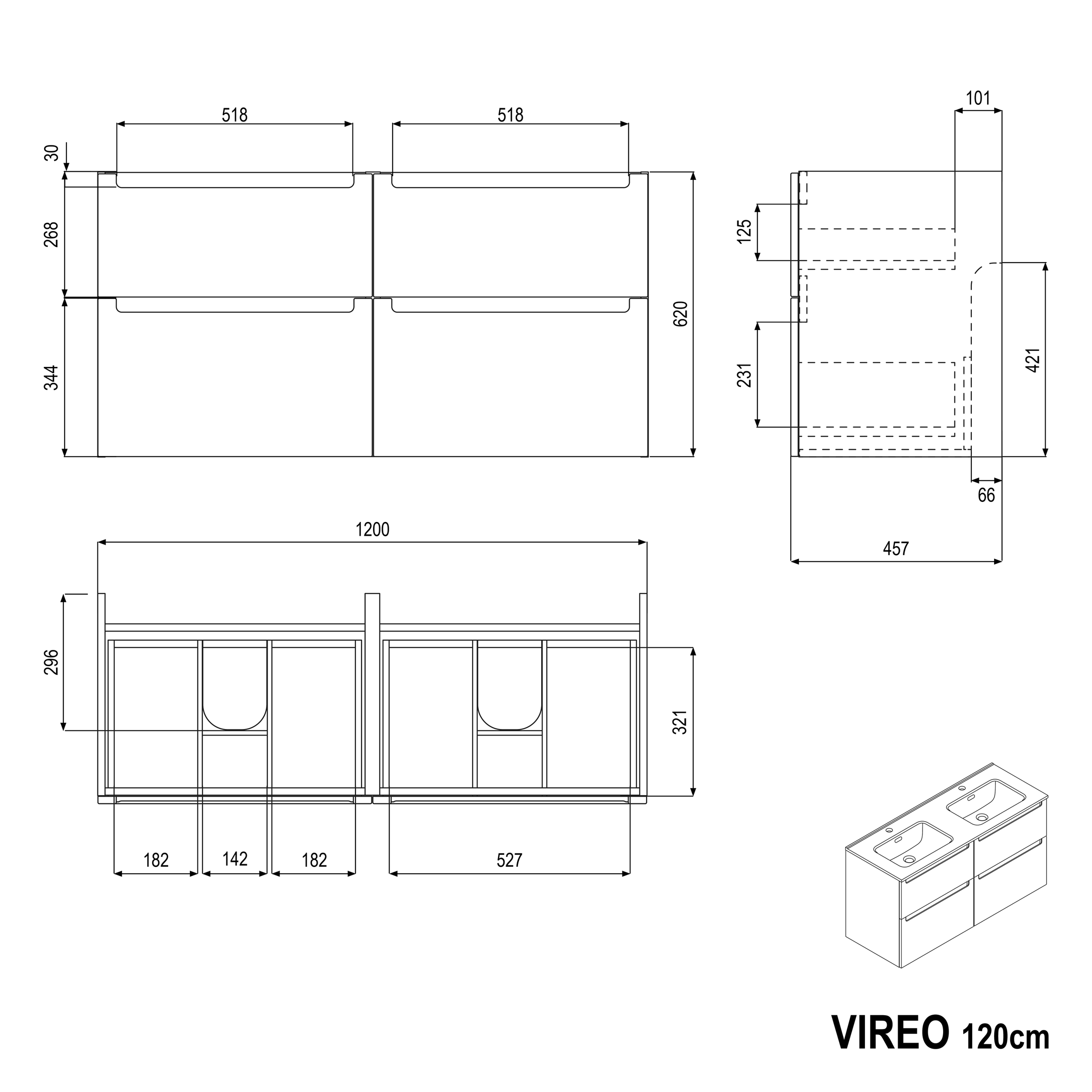 Vanity unit VIREO 120 cm