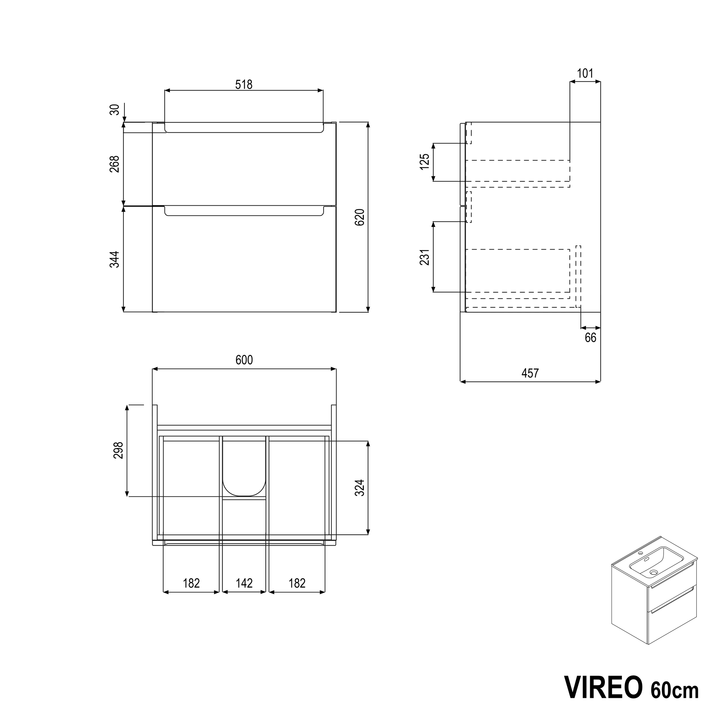 Vanity unit VIREO 60 cm