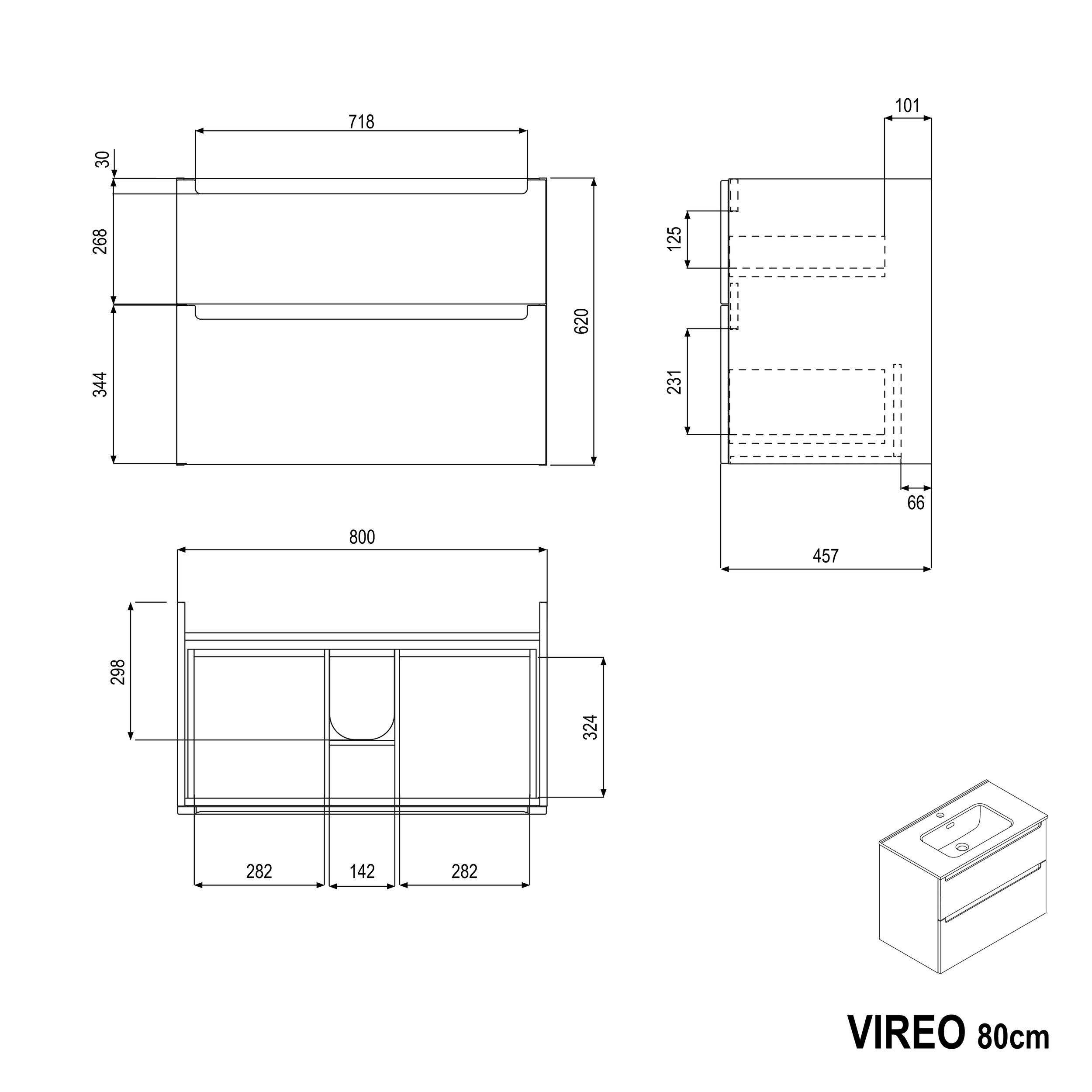 VIREO 80 cm vanity unit