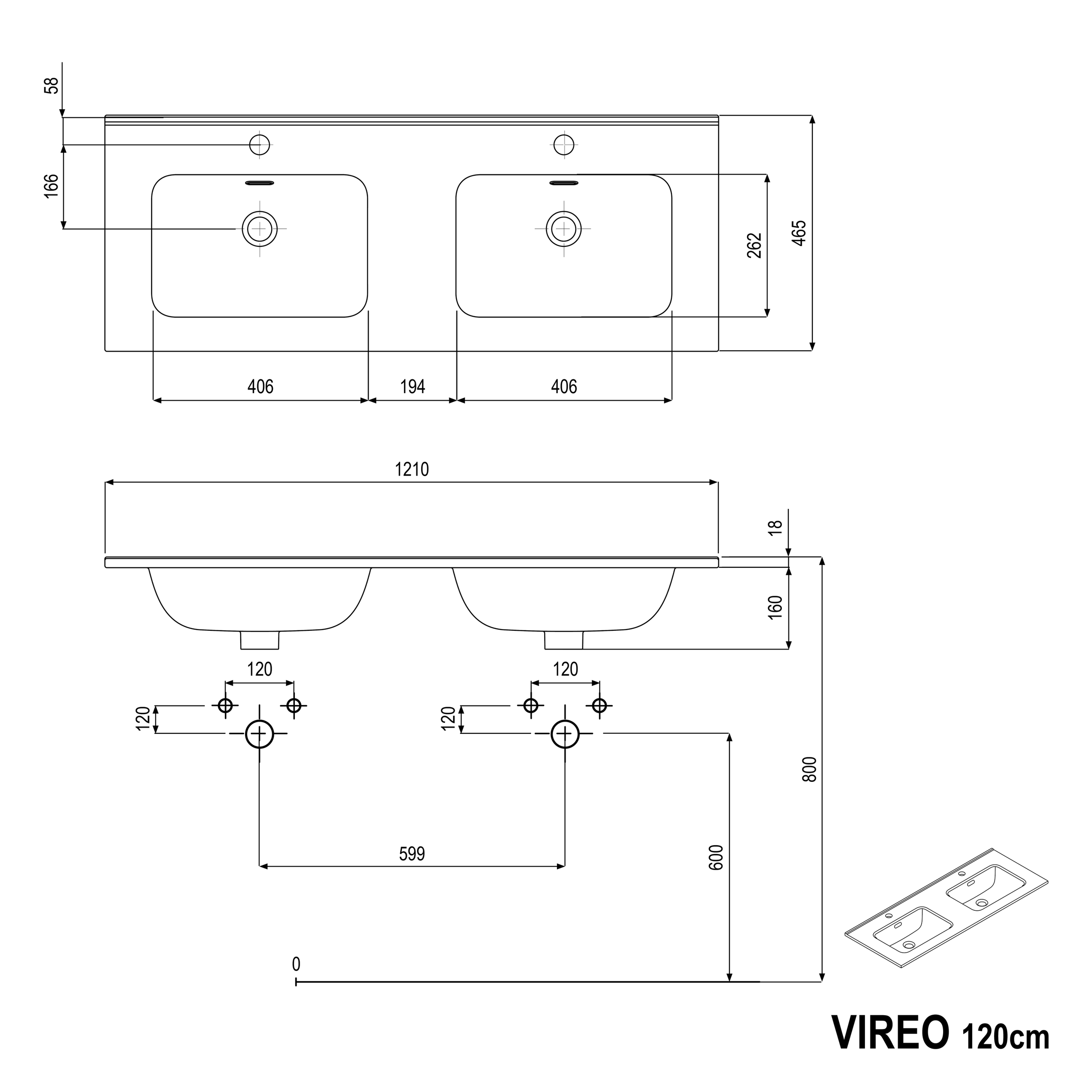 Vanity unit VIREO 120 cm