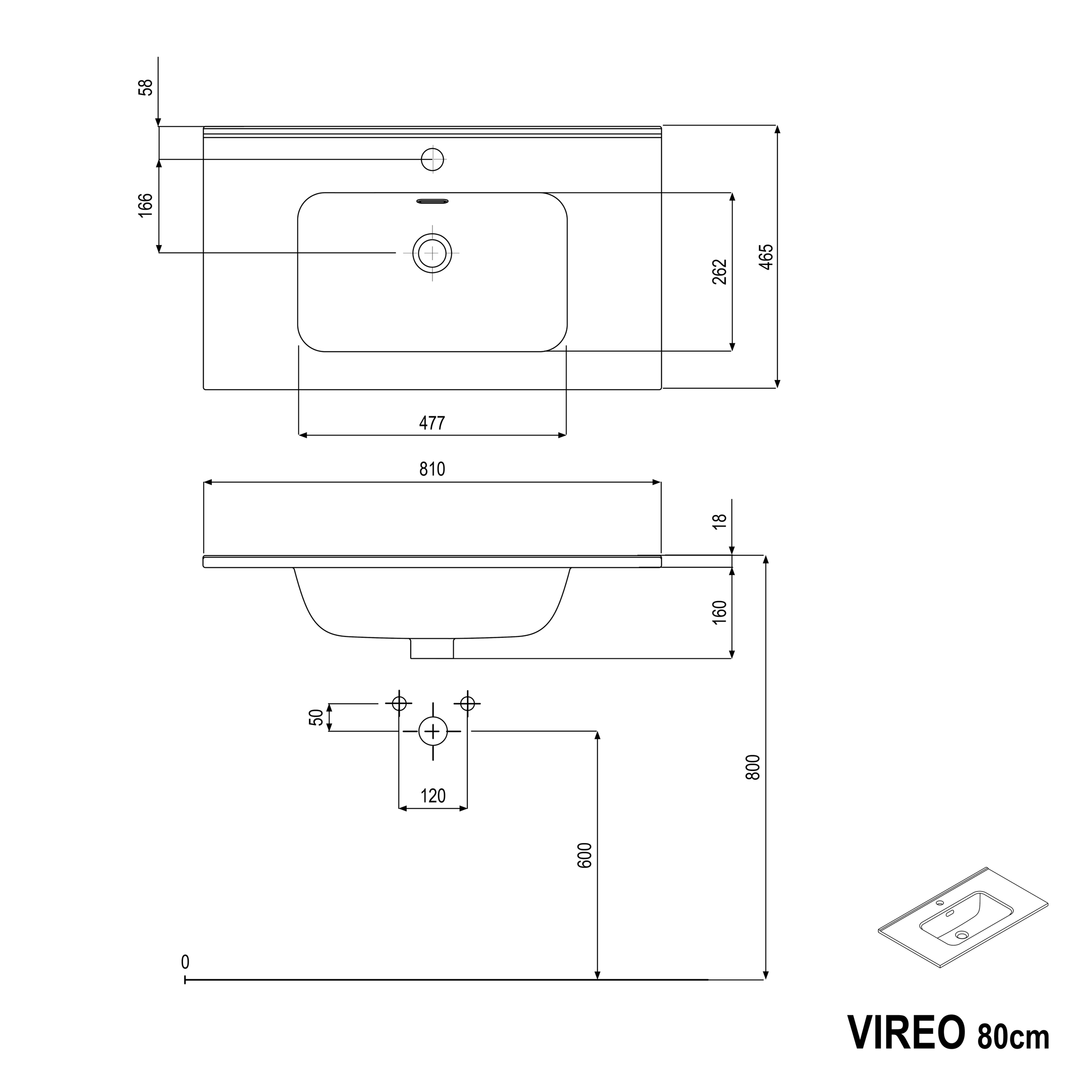 VIREO 80 cm vanity unit