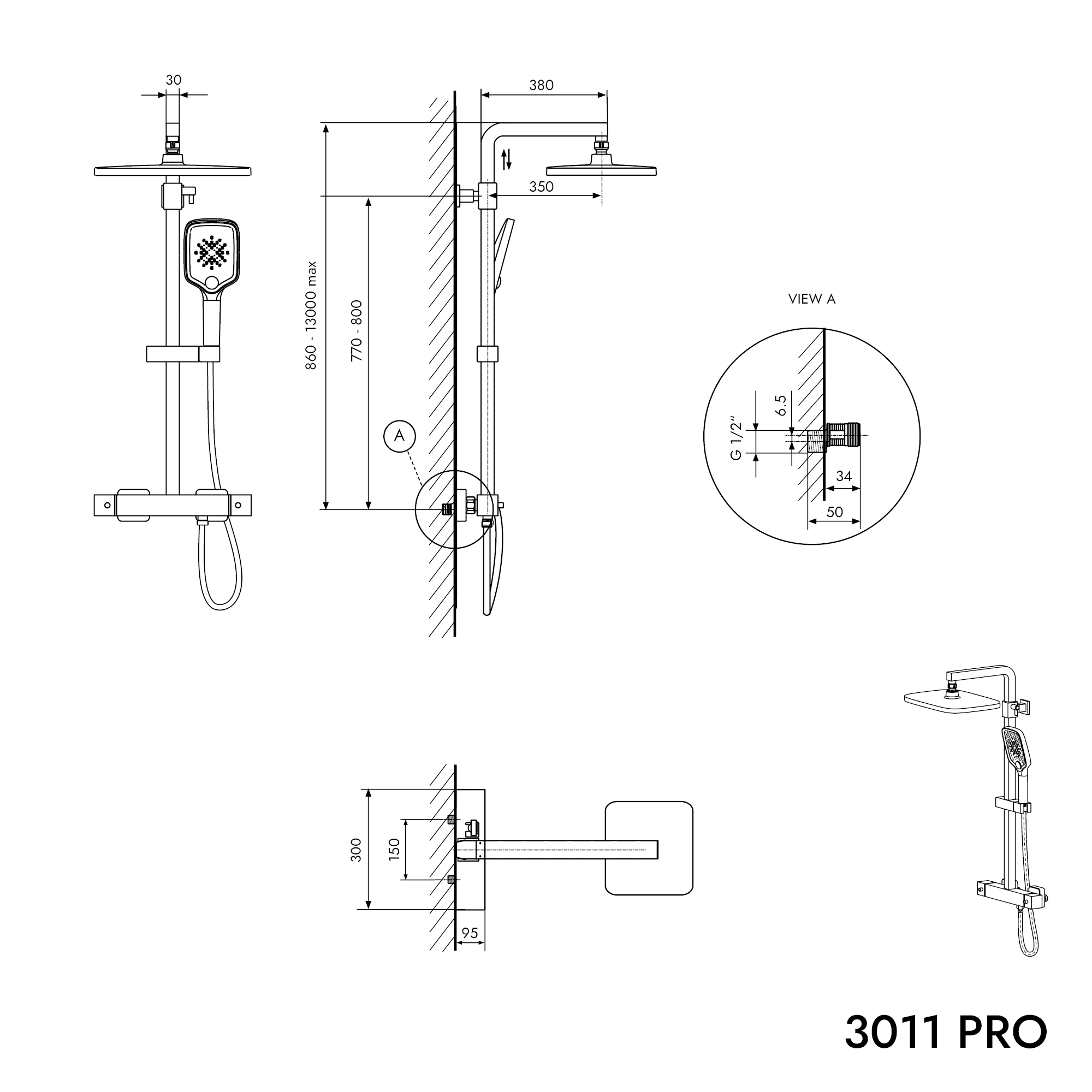 Shower column thermostat 3011 PRO