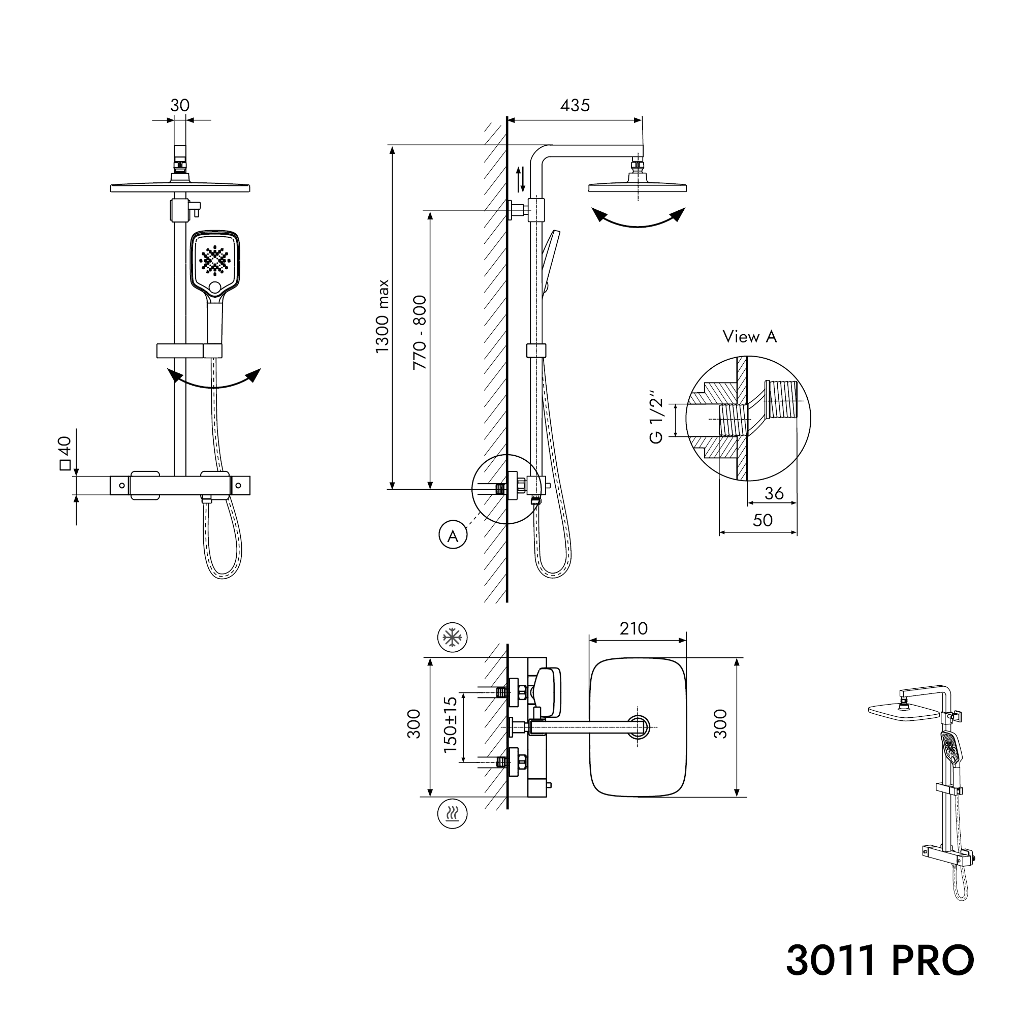 Shower column thermostat 3011 PRO