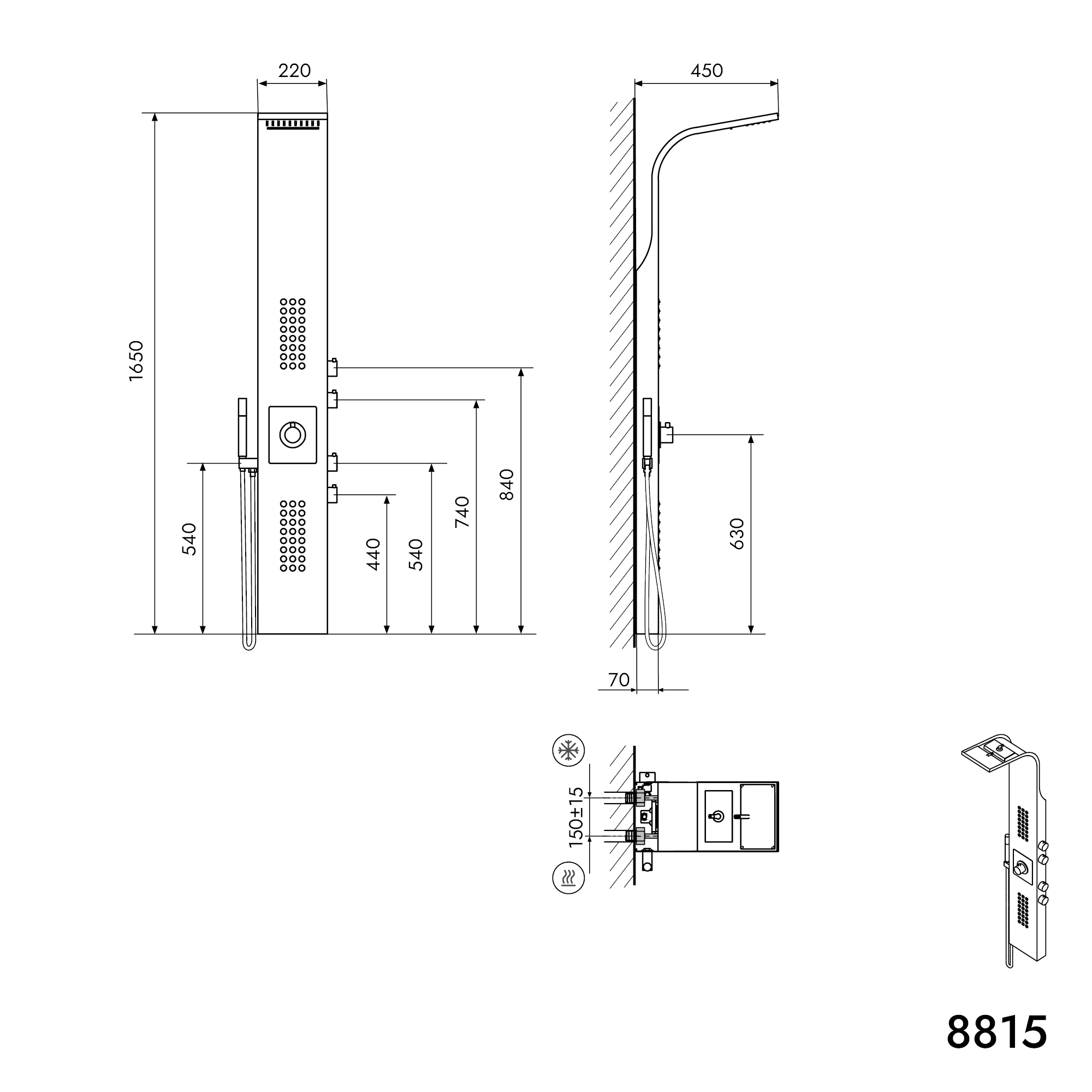 Shower system with SEDAL thermostat Shower column 8815