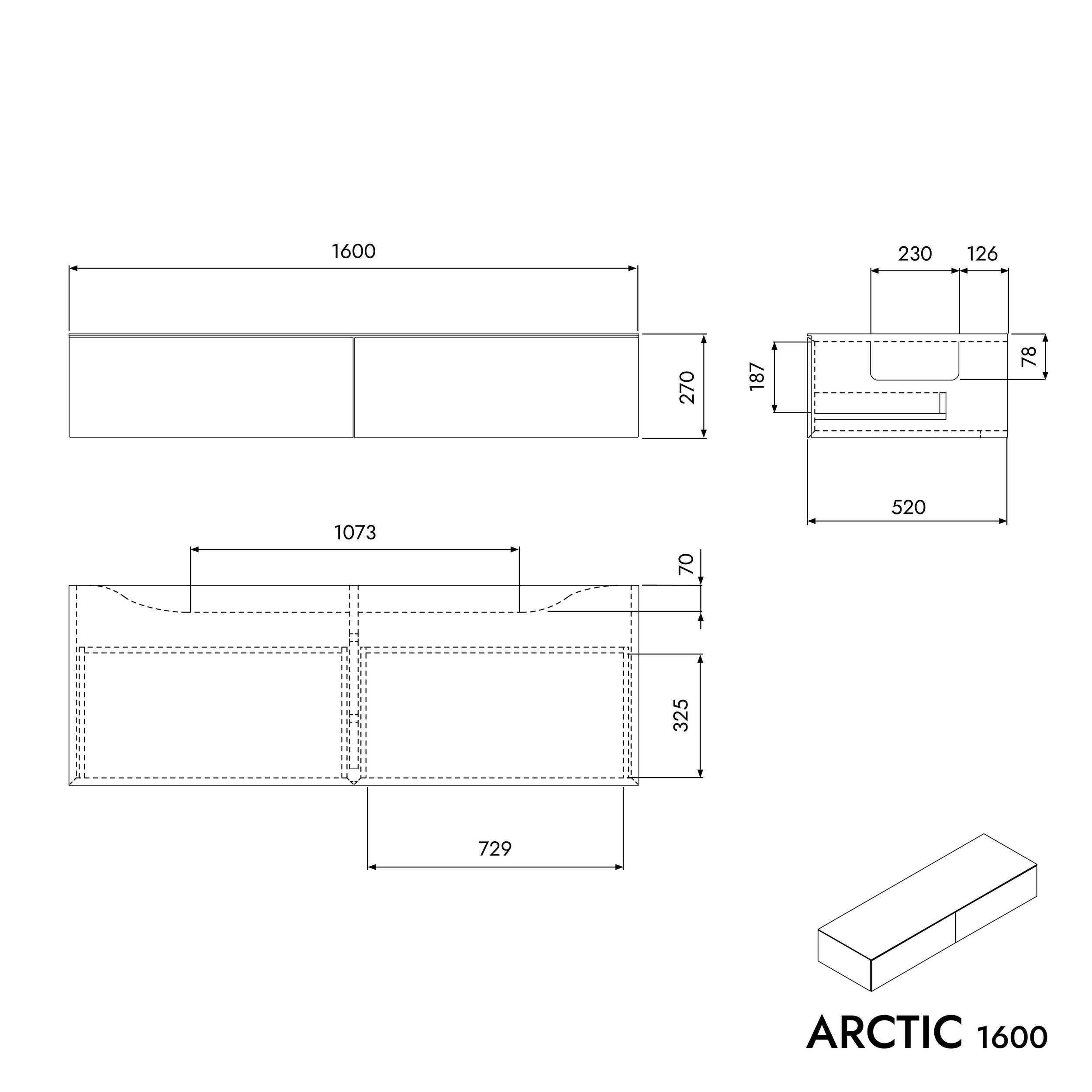 Washbasin cabinet ARCTIC 1600