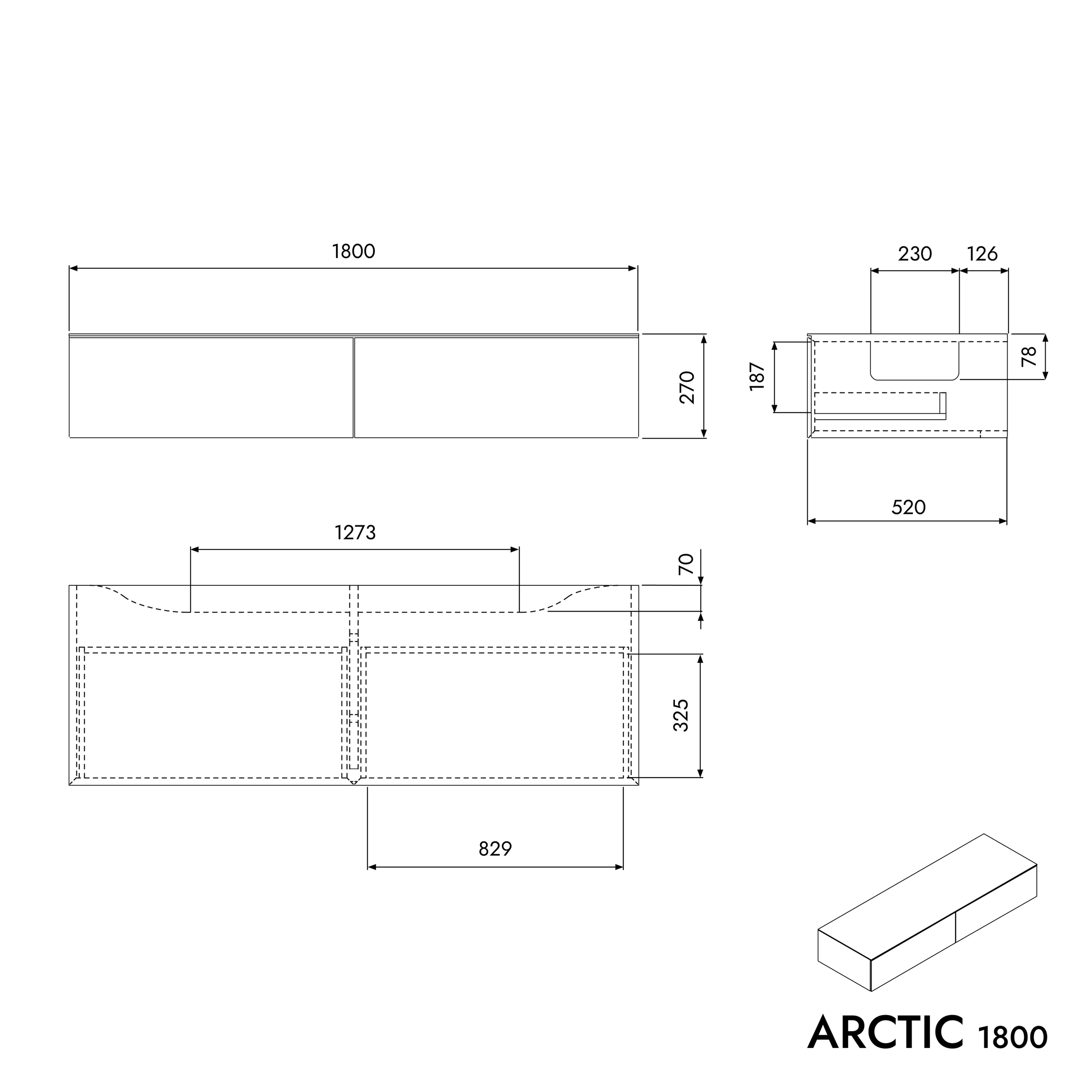 Washbasin cabinet ARCTIC 1800