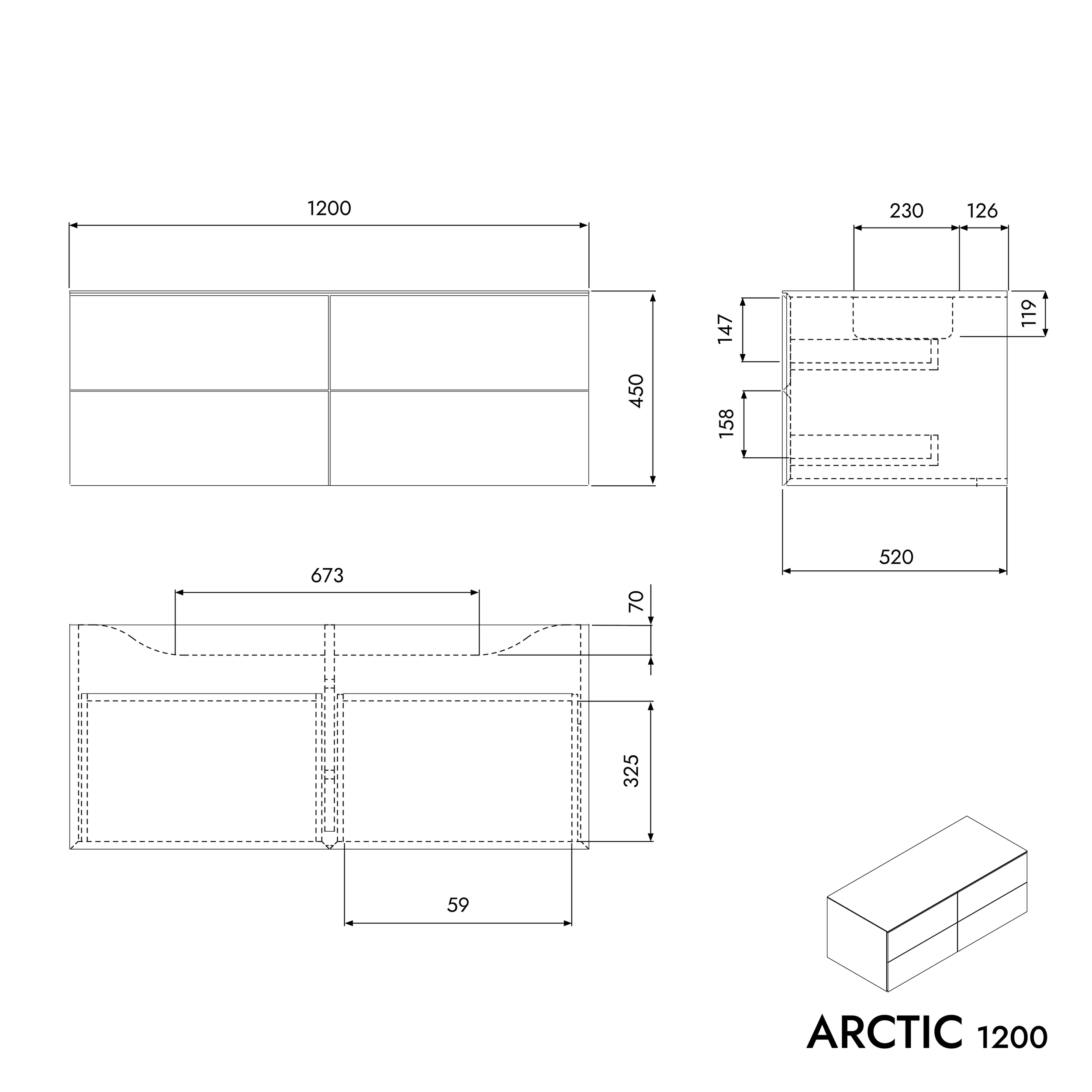 Washbasin cabinet ARCTIC 1200