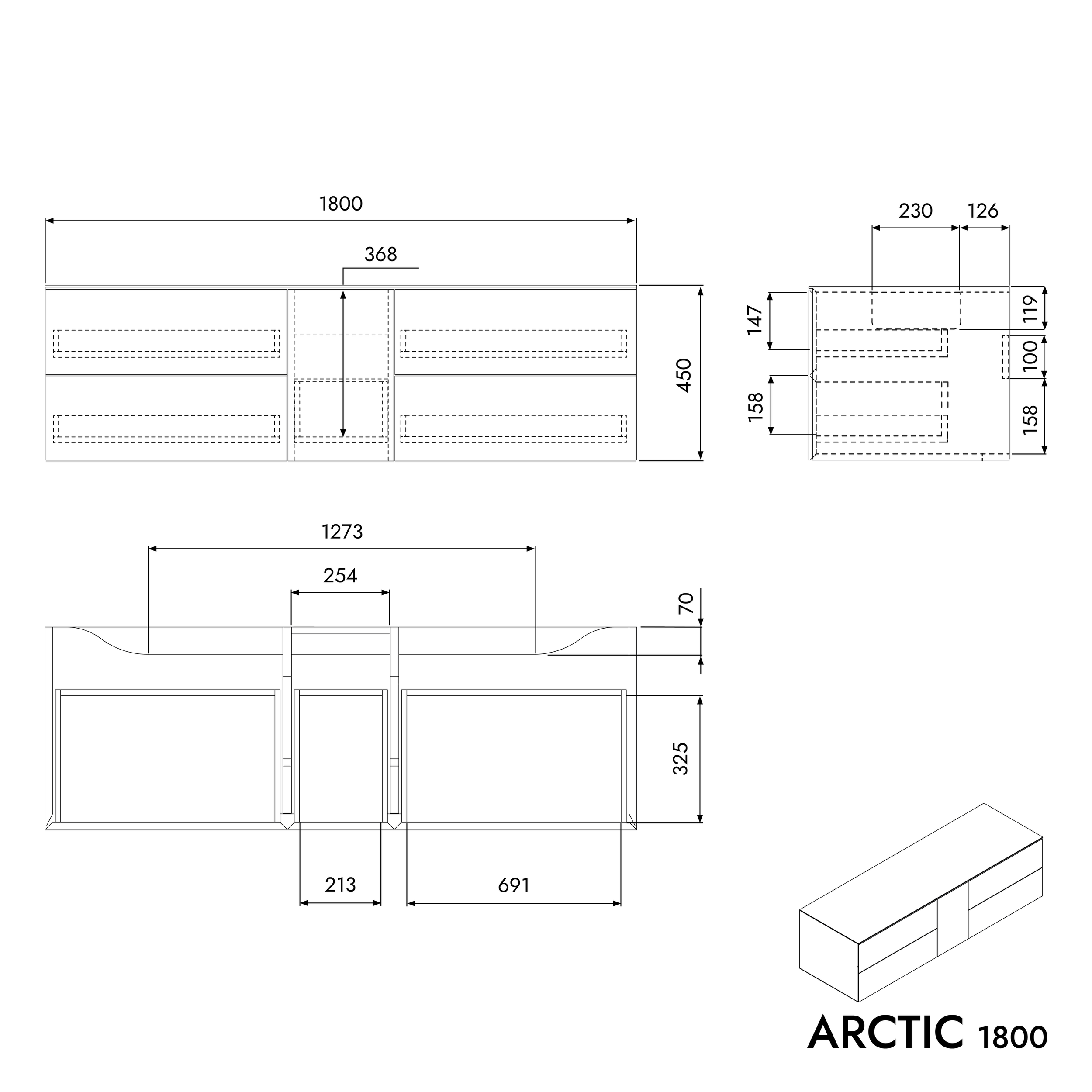 Washbasin cabinet ARCTIC 1800