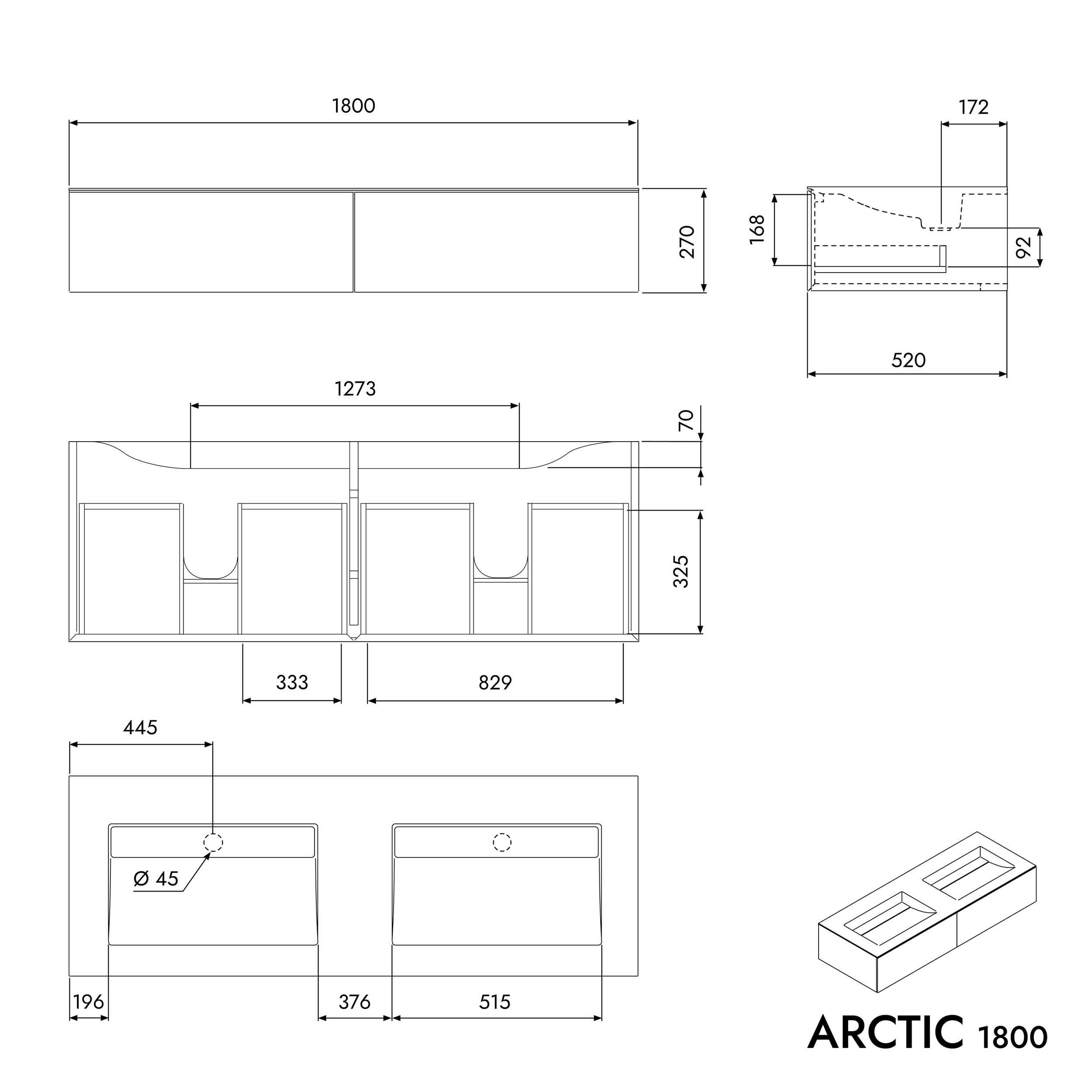 Washbasin cabinet ARCTIC 1800